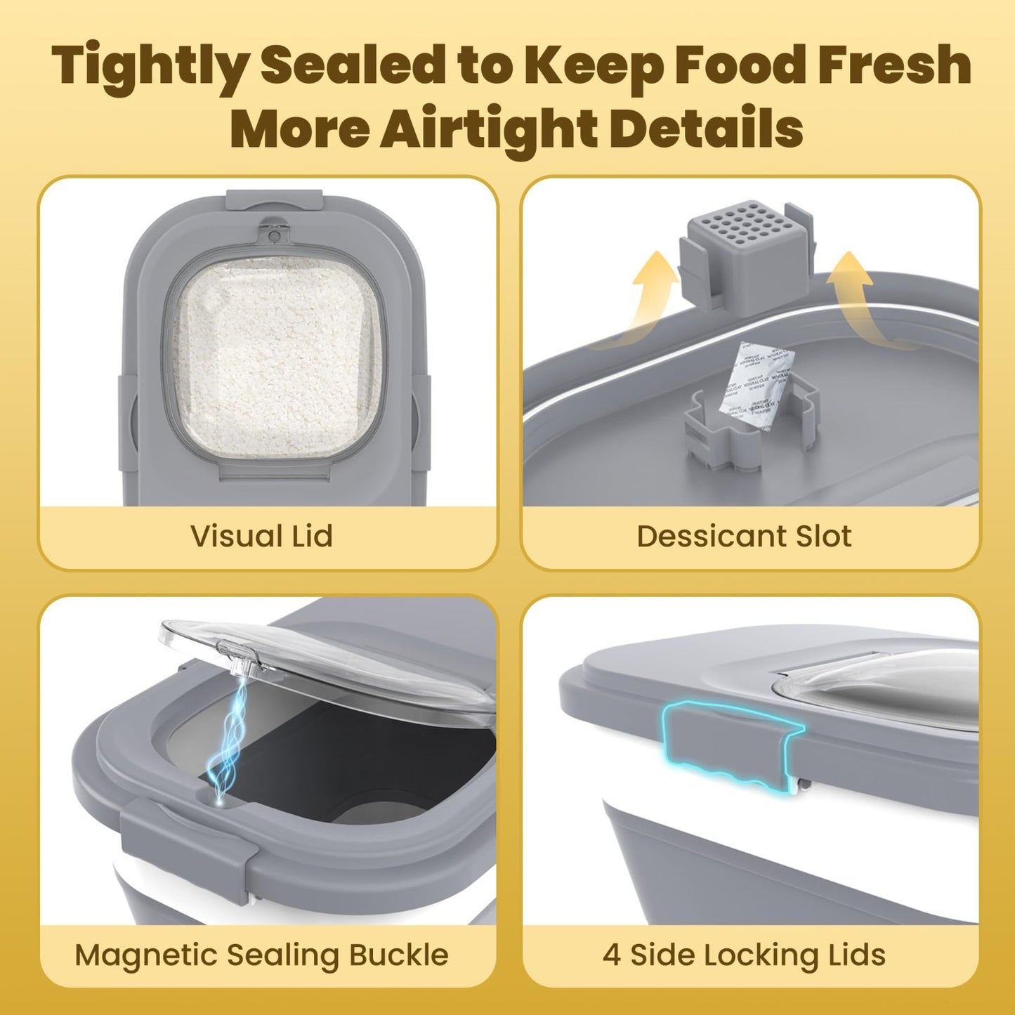 Collapsible Rice Container 20 30Lbs   Airtight Food Storage Solution, Space Savi3