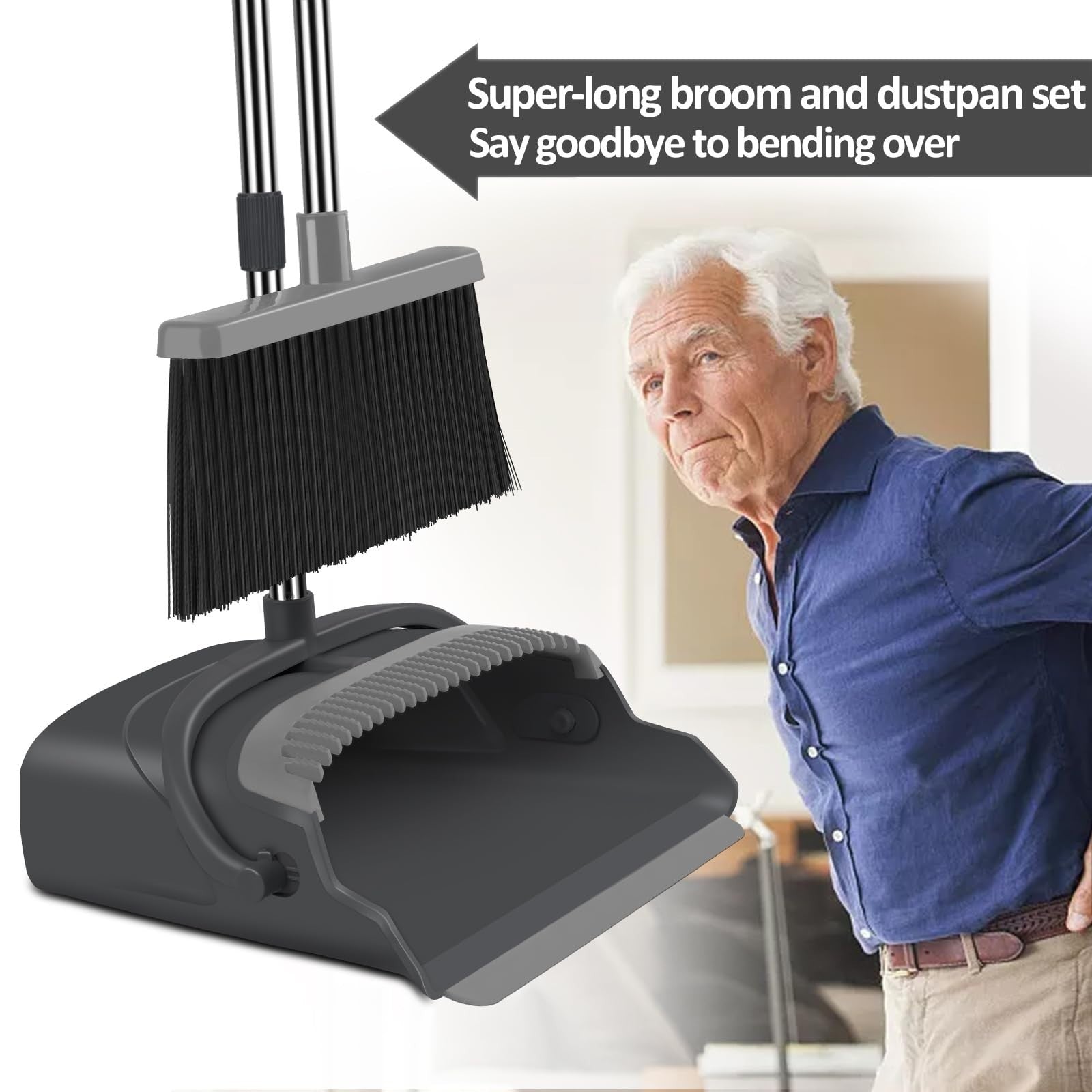 Stand-Up Broom and Dustpan Set for Home & Office - Indoor/Outdoor Cleaning Tool4