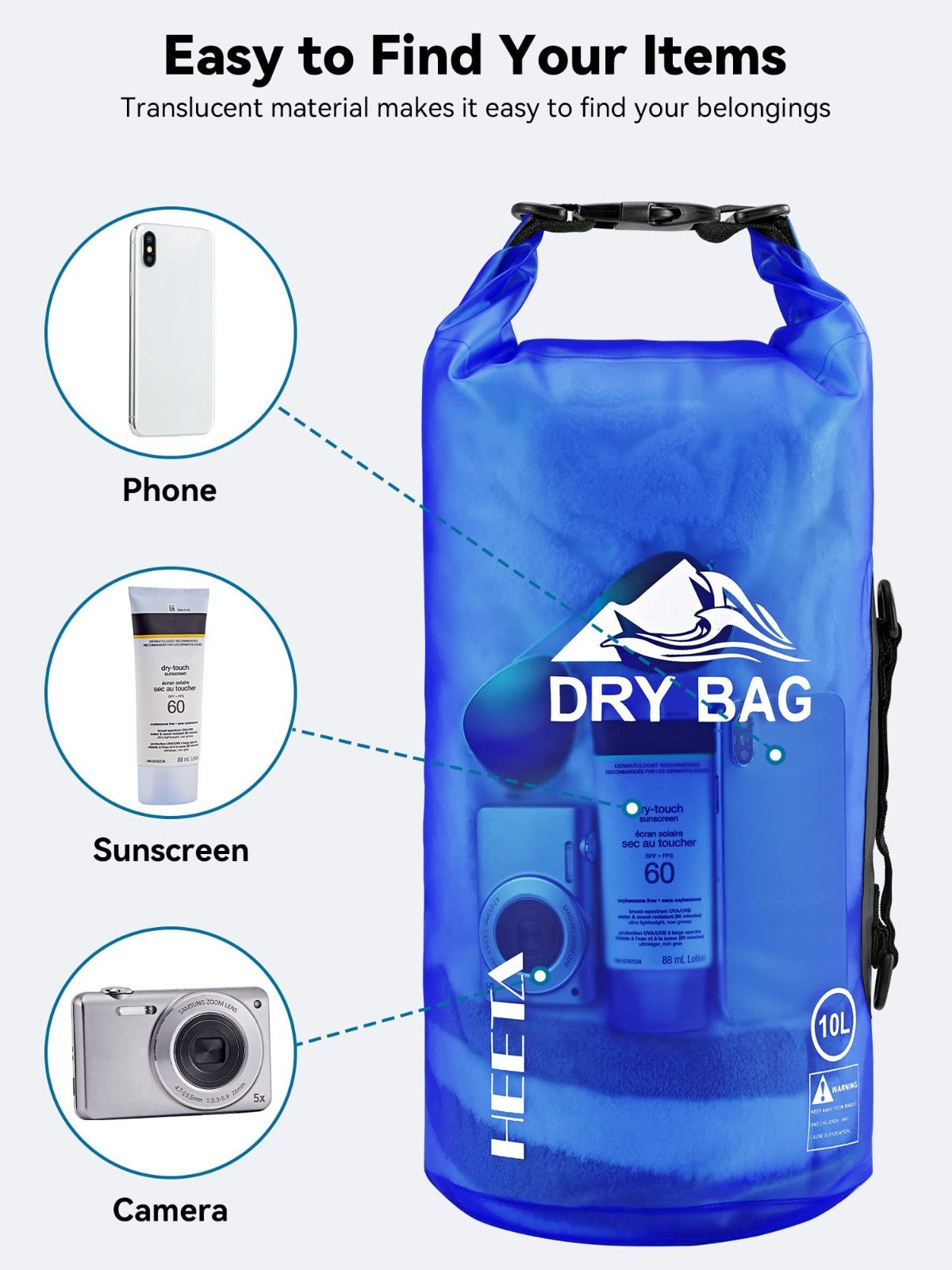 Waterproof Dry Bag for Travel, Kayaking, Boating - Lightweight Roll Top Storage6