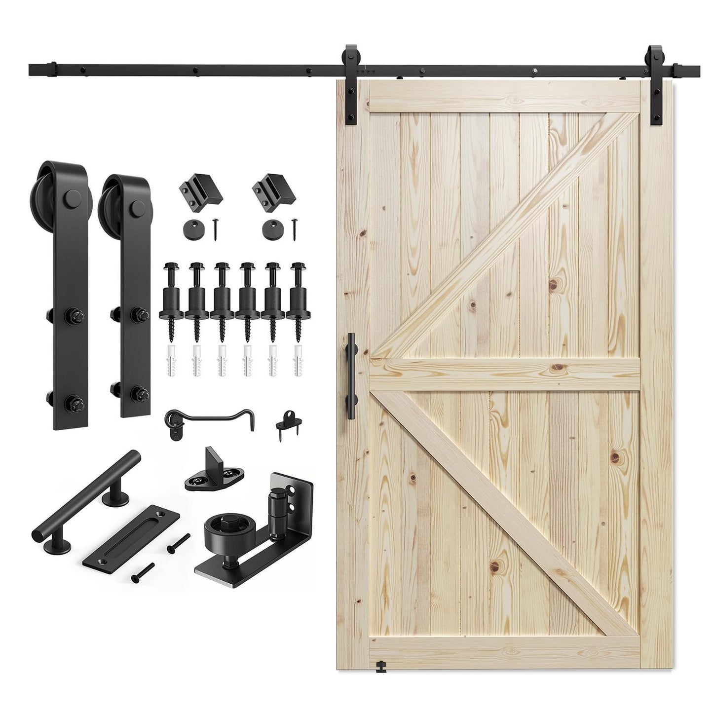 48" x 84" Unfinished Solid Spruce Sliding Barn Door & 8ft Hardware Kit   DIY, St1
