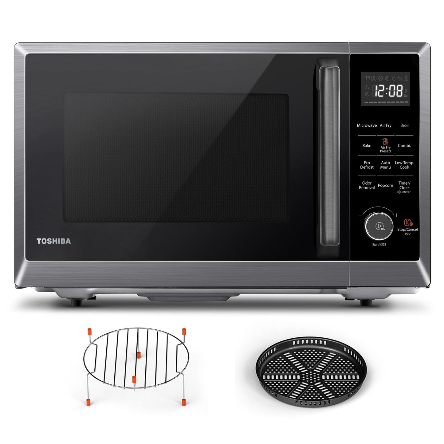 8 in 1 Air Fryer Microwave Combo, 1.0 Cu.Ft, Black Stainless Steel, Convection &1
