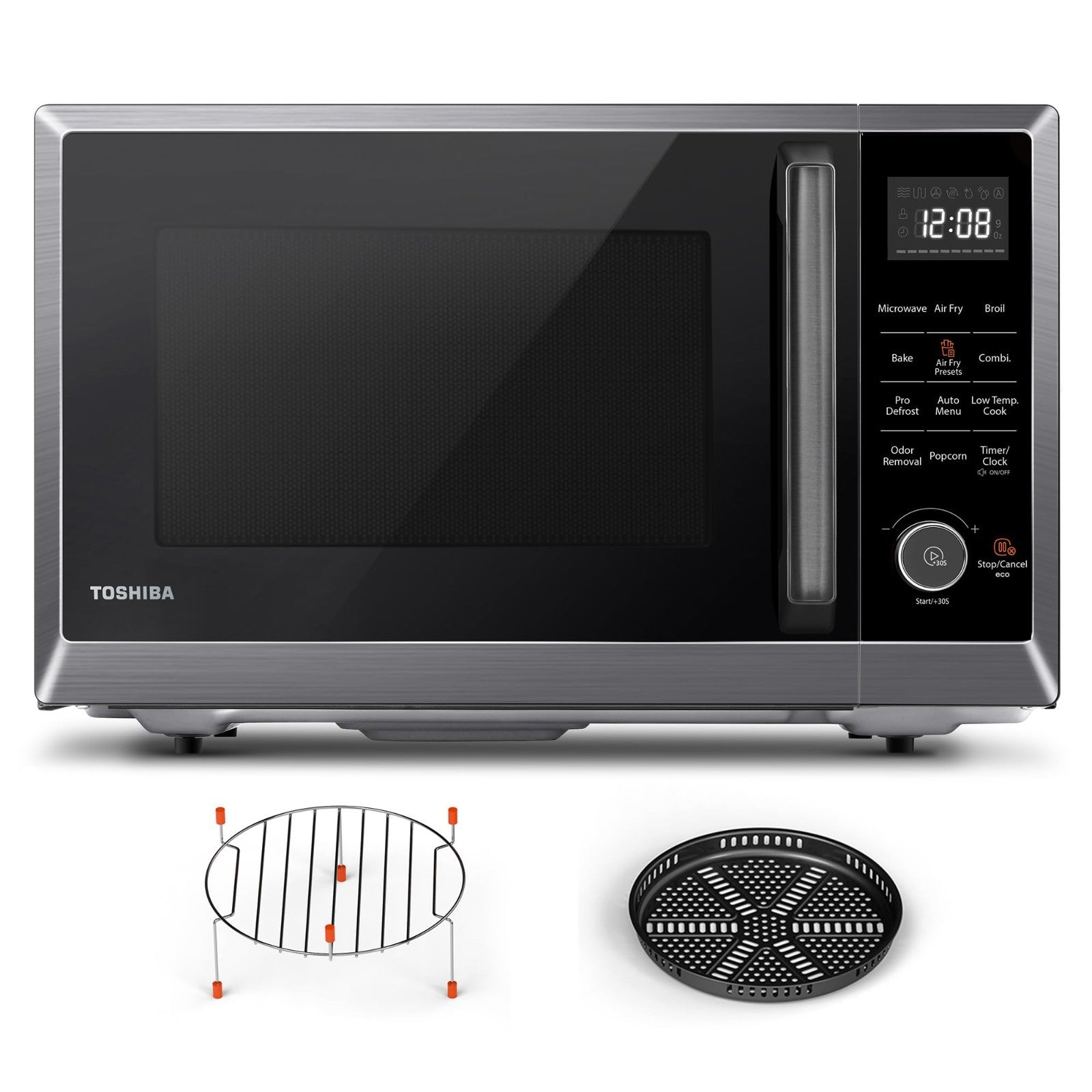 8 in 1 Air Fryer Microwave Combo, 1.0 Cu.Ft, Black Stainless Steel, Convection &1