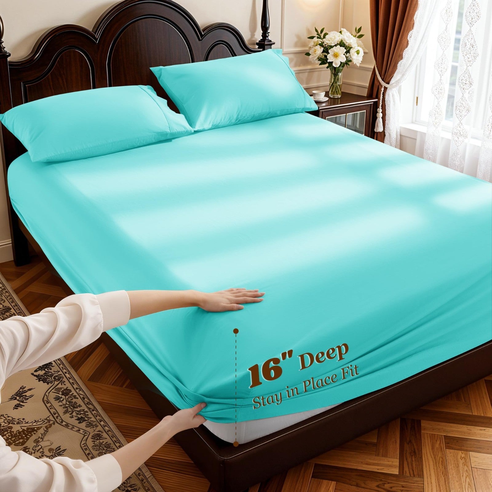 1000 Thread Count 100% Cotton King Size Sheet Set, 4 Piece, Deep Pocket, Soft &4