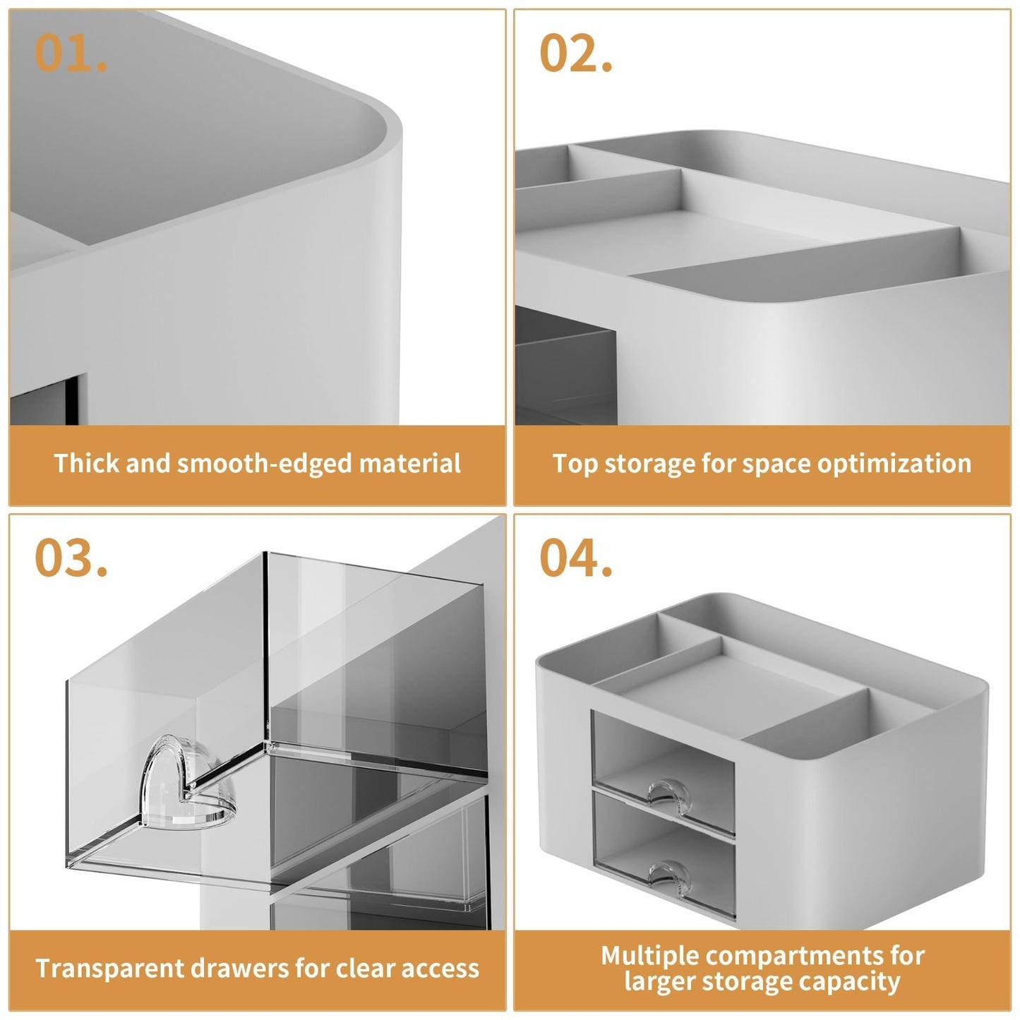 Multi Functional Desk Organizer with 2 Drawers, 5 Compartments, Pencil Holder, G5