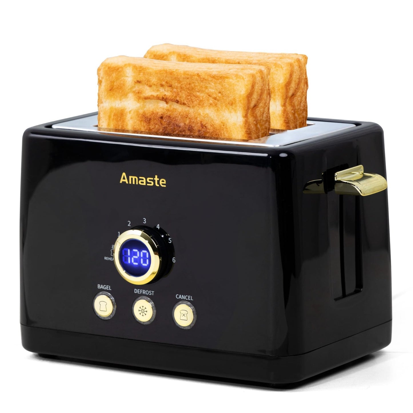 Retro 2 Slice Toaster with LED Display, Extra Wide Slots, 6 Shade Settings, Bage1
