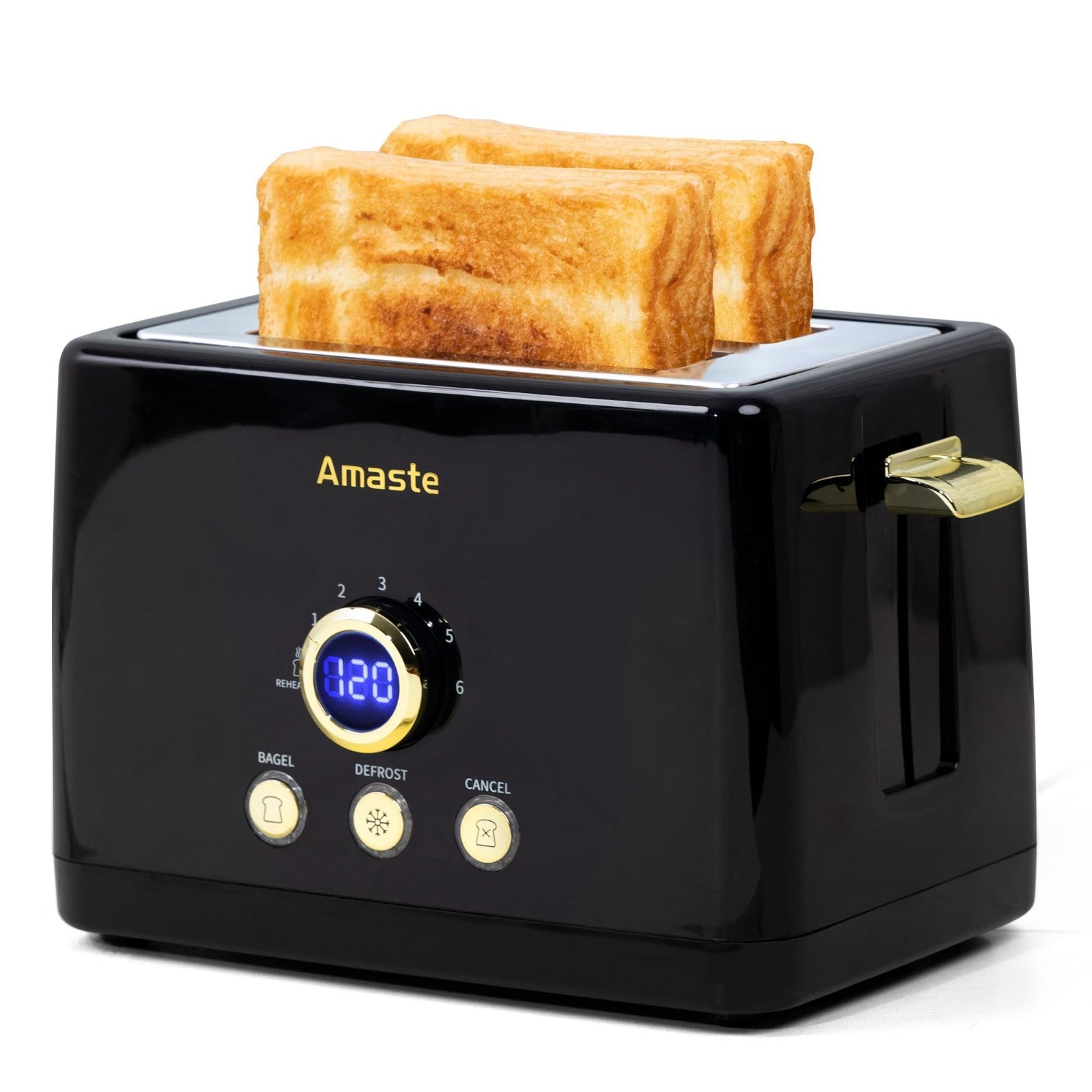Retro 2 Slice Toaster with LED Display, Extra Wide Slots, 6 Shade Settings, Bage1