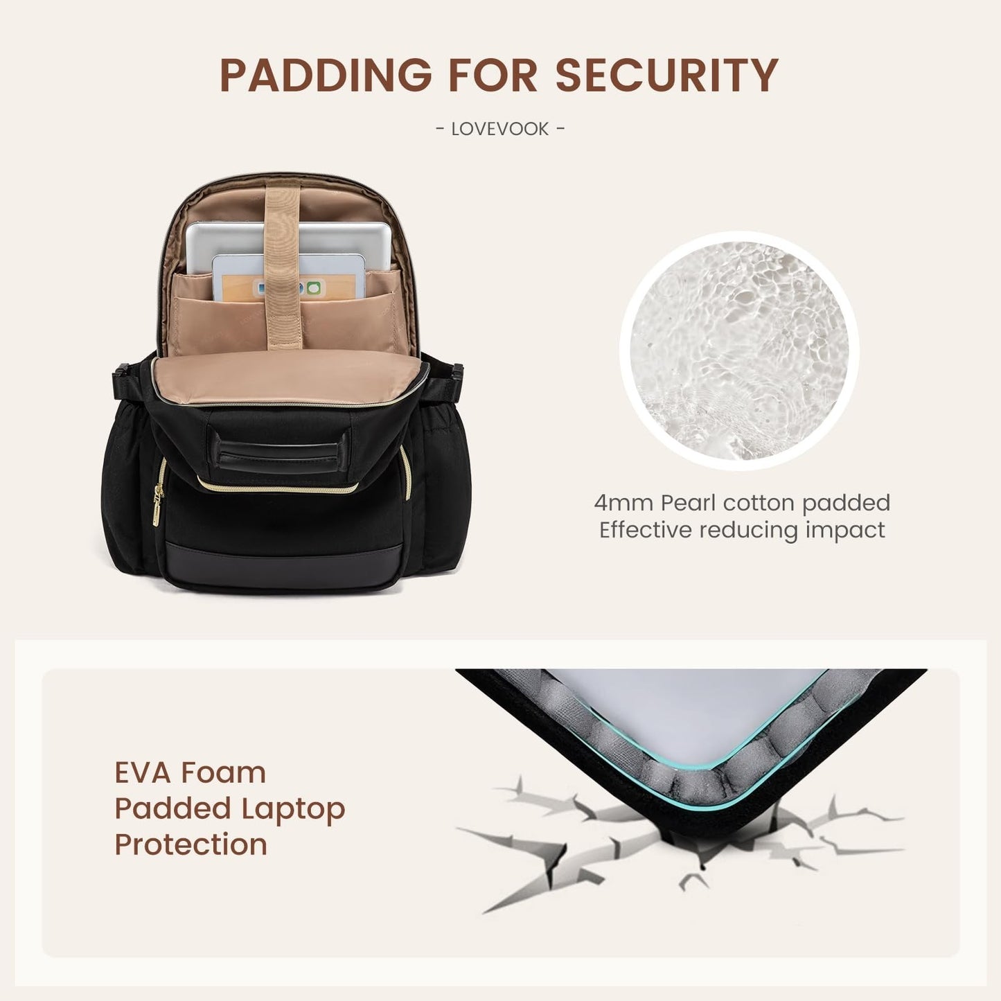 Stylish Waterproof Laptop Backpack for Women, 15.6" Large Capacity Travel Bag, D4
