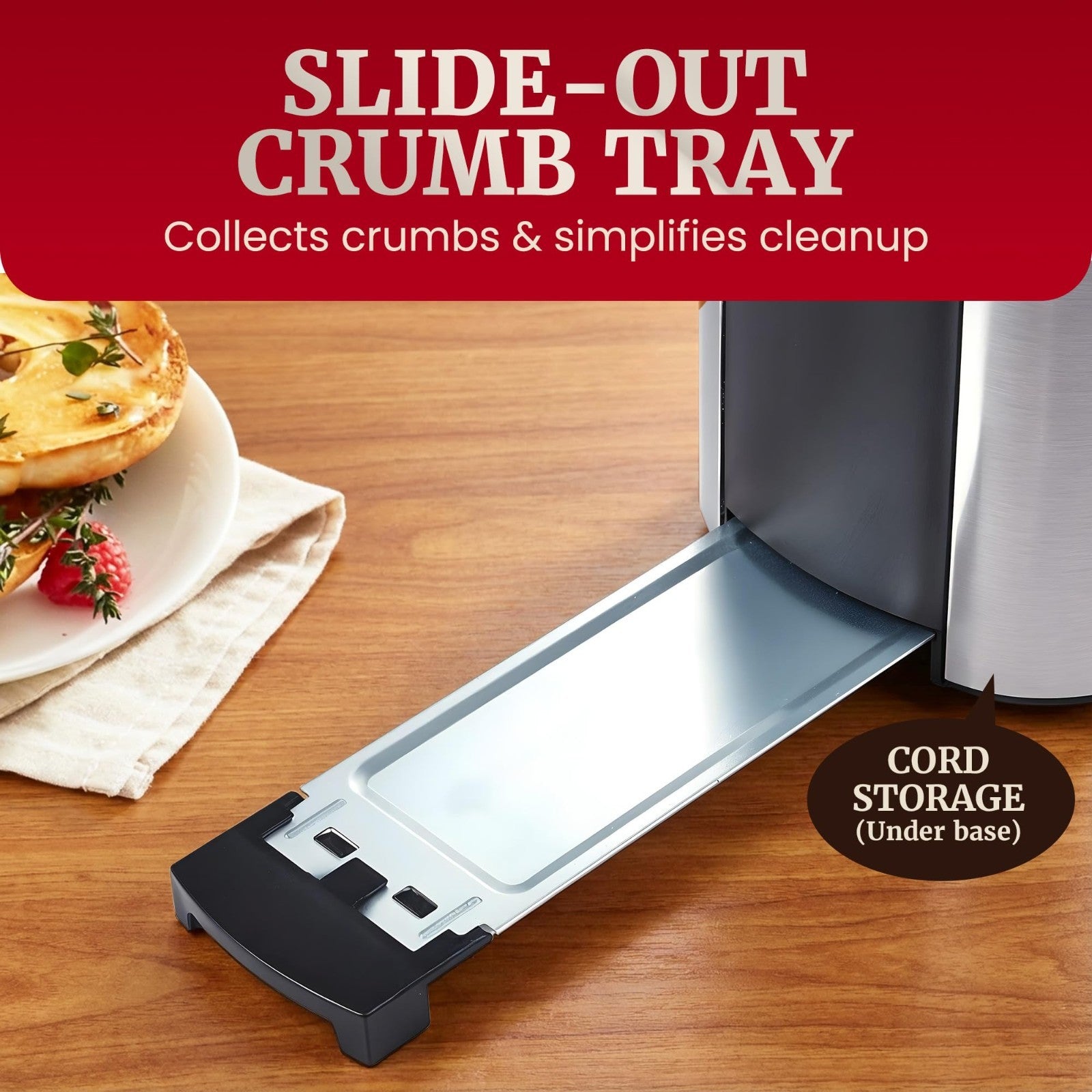 2-Slice Slim Toaster with Long Slot, 6 Settings, Defrost & Warming Rack - Stainl6