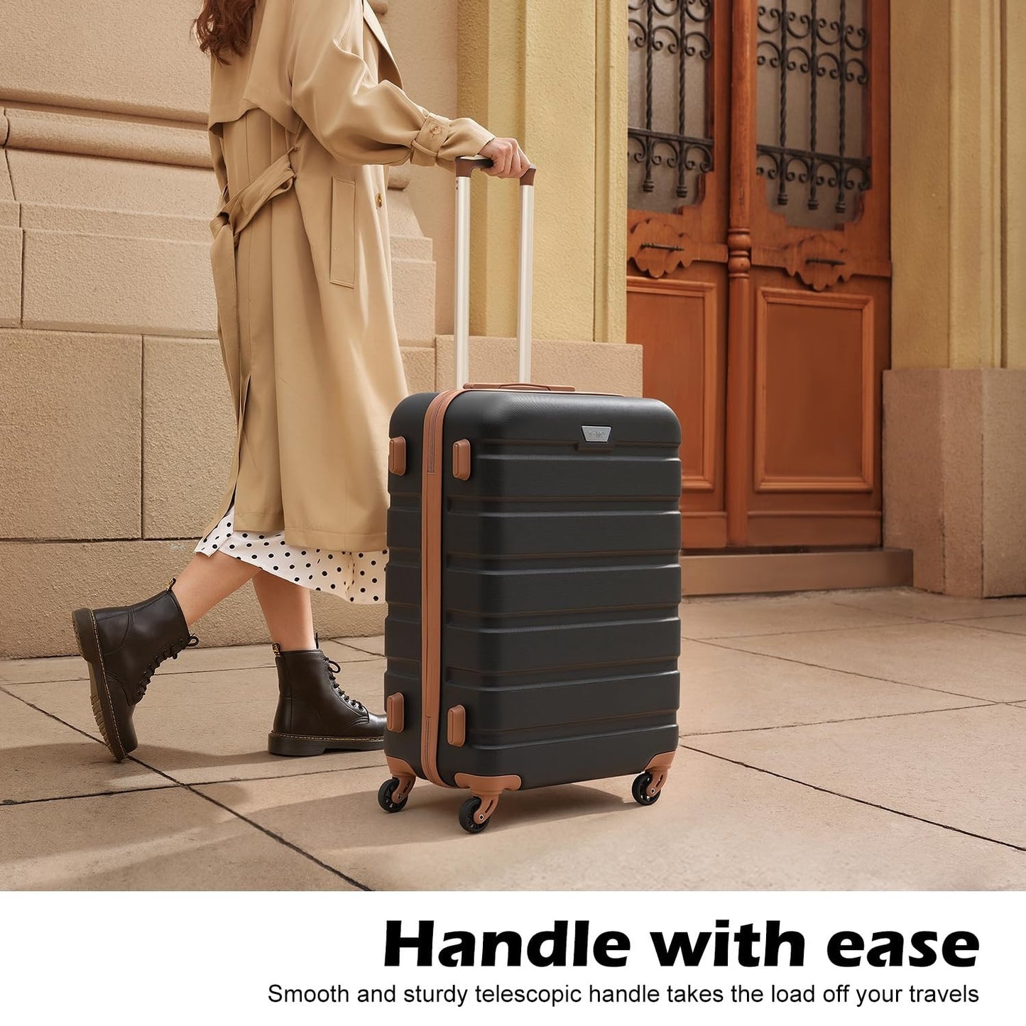 Lightweight 3-Piece Hardshell Luggage Set, 360° Spinner Wheels, TSA Lock, Aprico2
