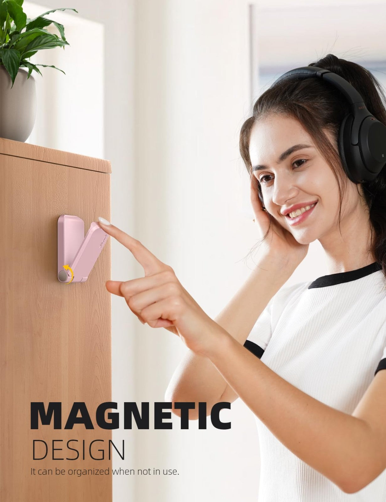 Adhesive Headphone Stand Hook Mount   Under Desk Headset Holder Clip, Pink3