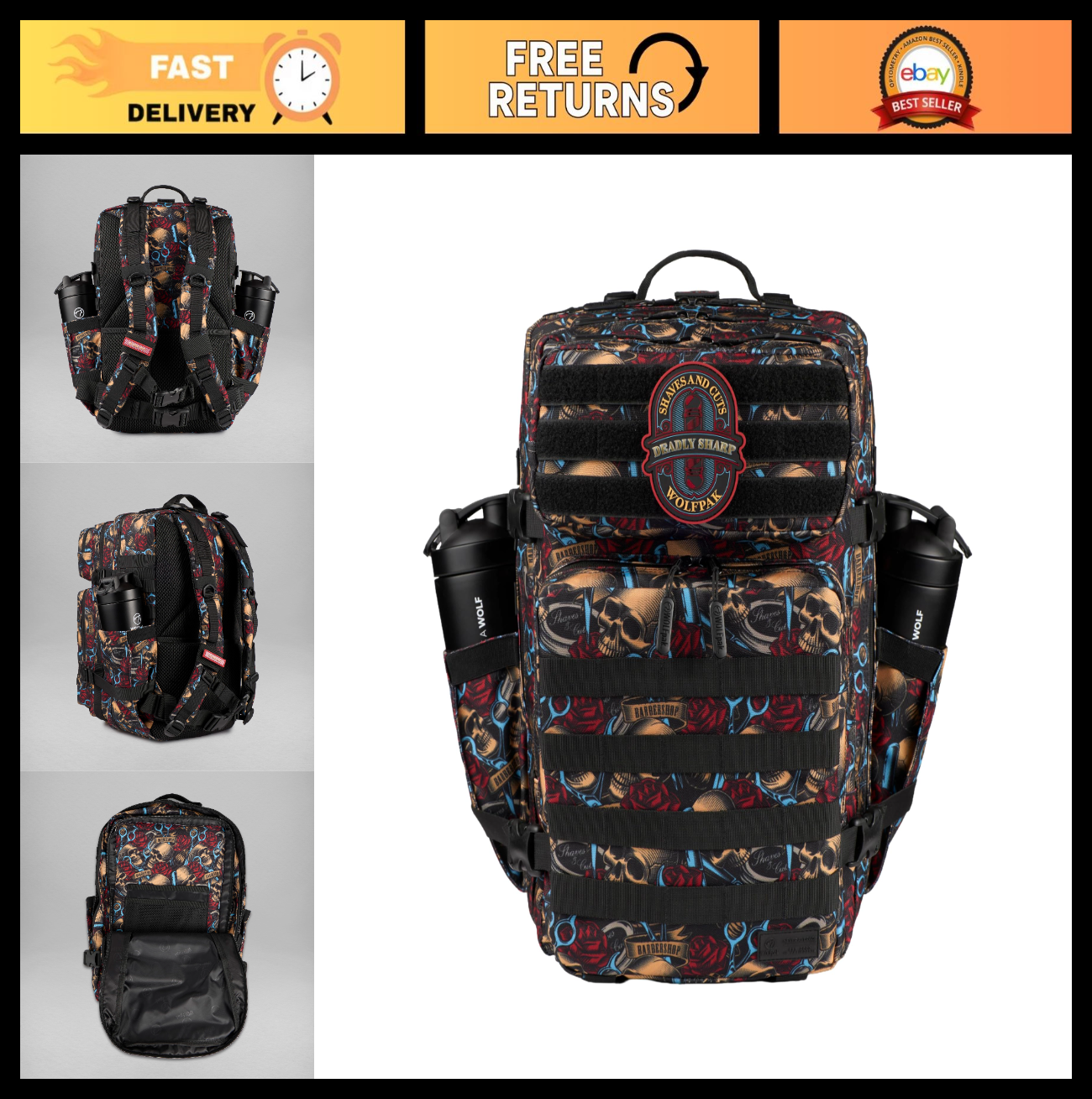 Durable 45L Waterproof Gym Backpack   1000D Oxford, MOLLE Webbing, Laptop Pocket0