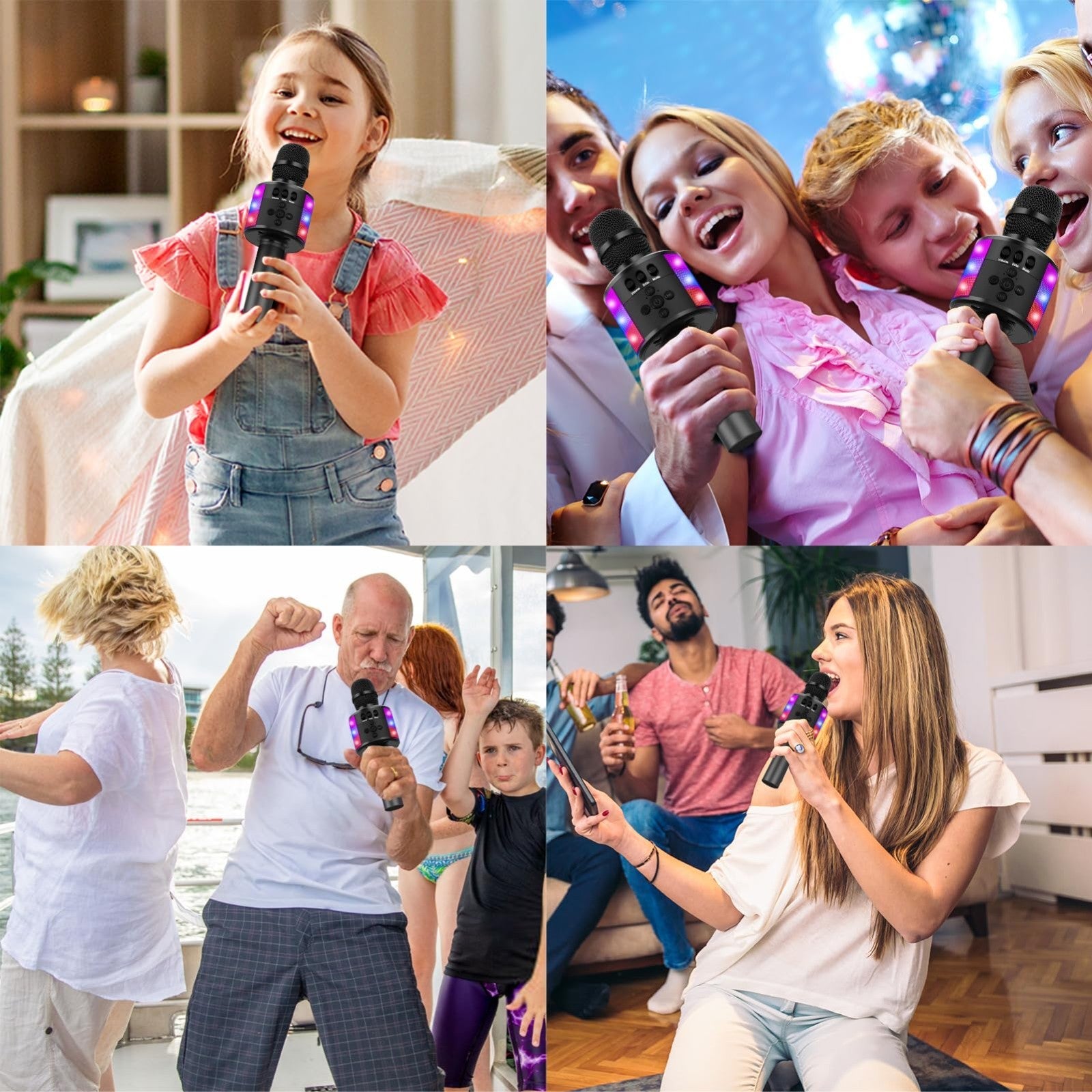 Wireless Karaoke Microphone for Kids & Adults   Bluetooth Mic with Disco Lights,6