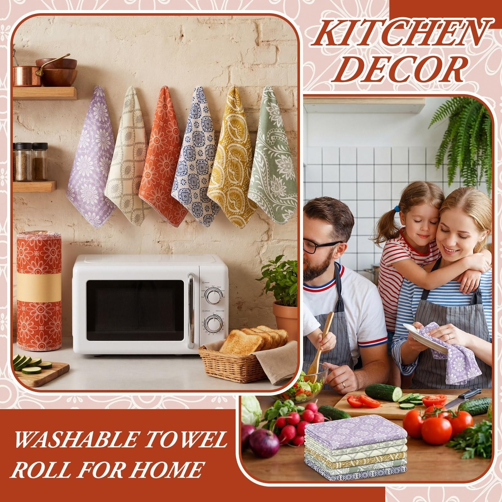 30 Pcs Reusable Paper Towels | Washable Cloth Kitchen & Bathroom Supplies, Soft3