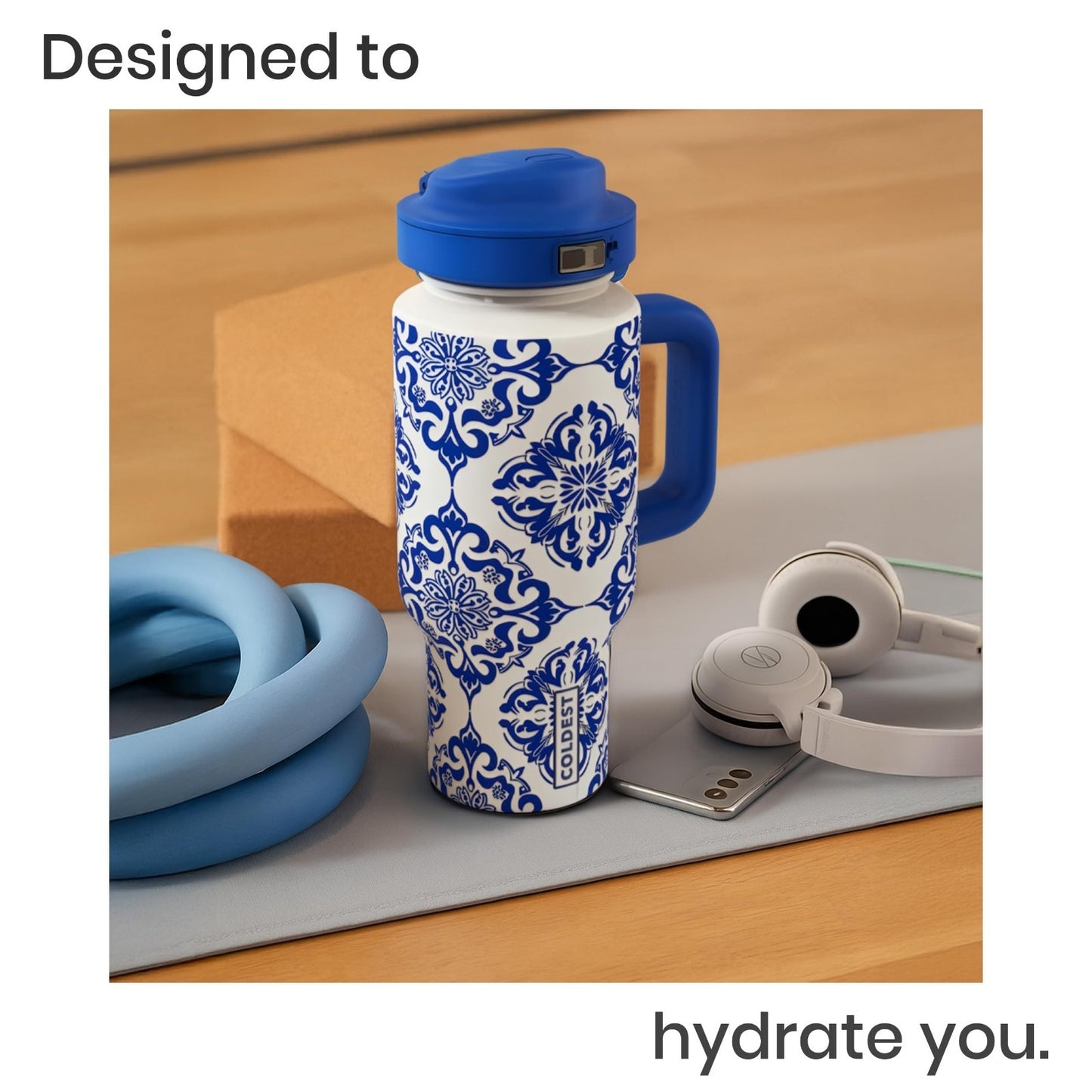 Insulated 24 oz Tumbler with Handle & Coffee Lid   Spill Proof, Leakproof, Cup H6