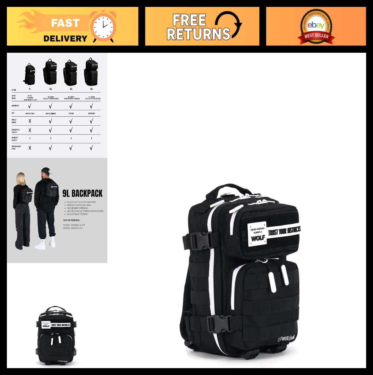 Tactical Backpack for Men & Women | Compact Lightweight Everyday Carry Gym Bag0