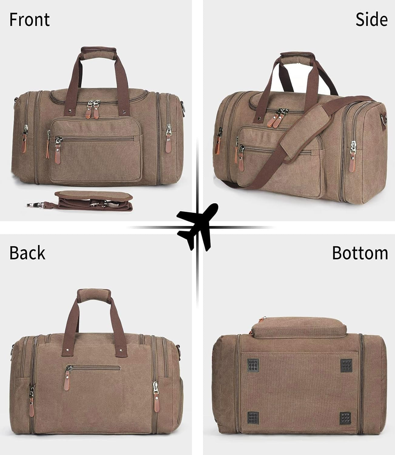 Large Canvas Duffle Bag - Outdoor Shoulder Travel Tote, Overnight Weekender Lugg2