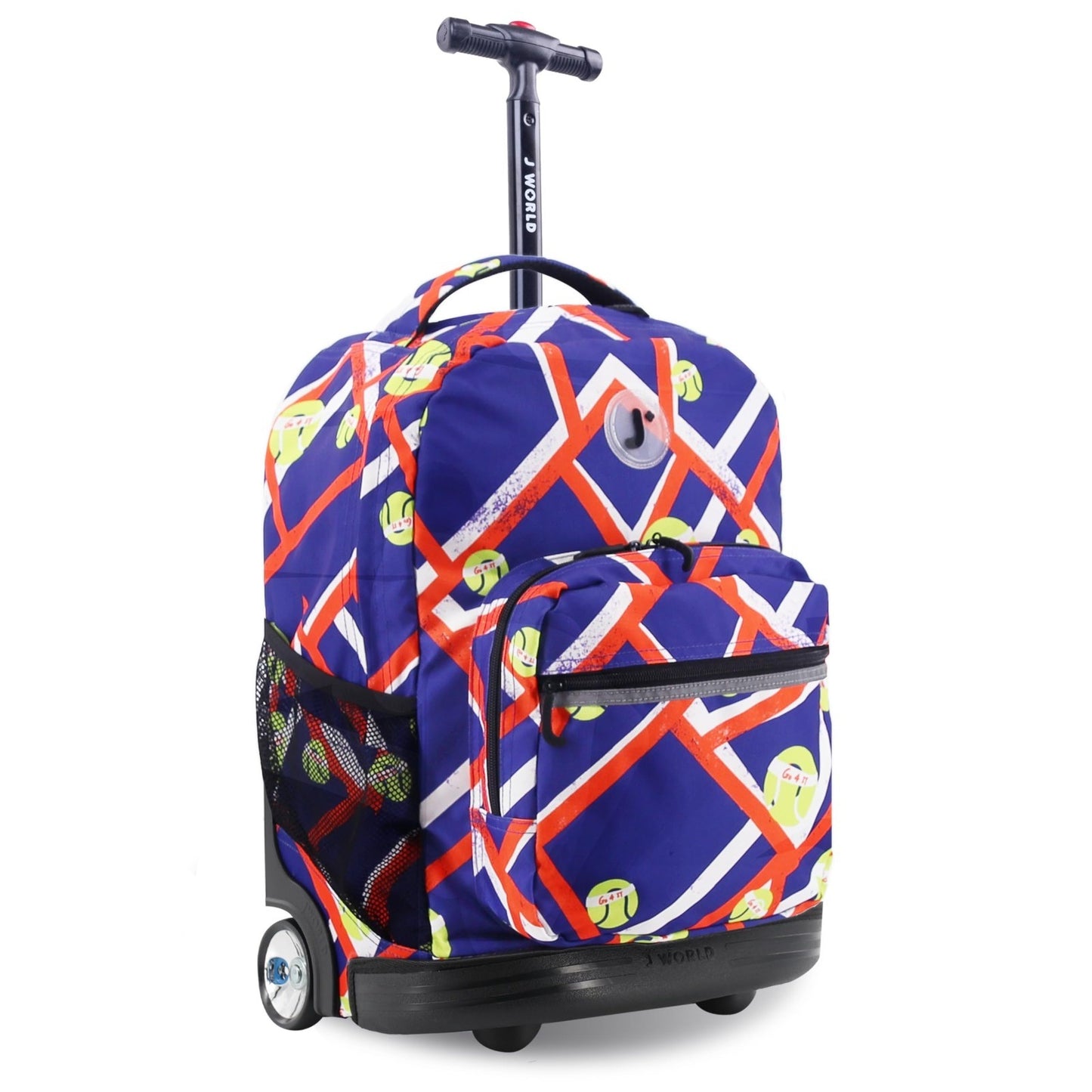 Kids Rolling Backpack with Wheels, 18" School Bookbag for Boys & Girls, Tennis D1