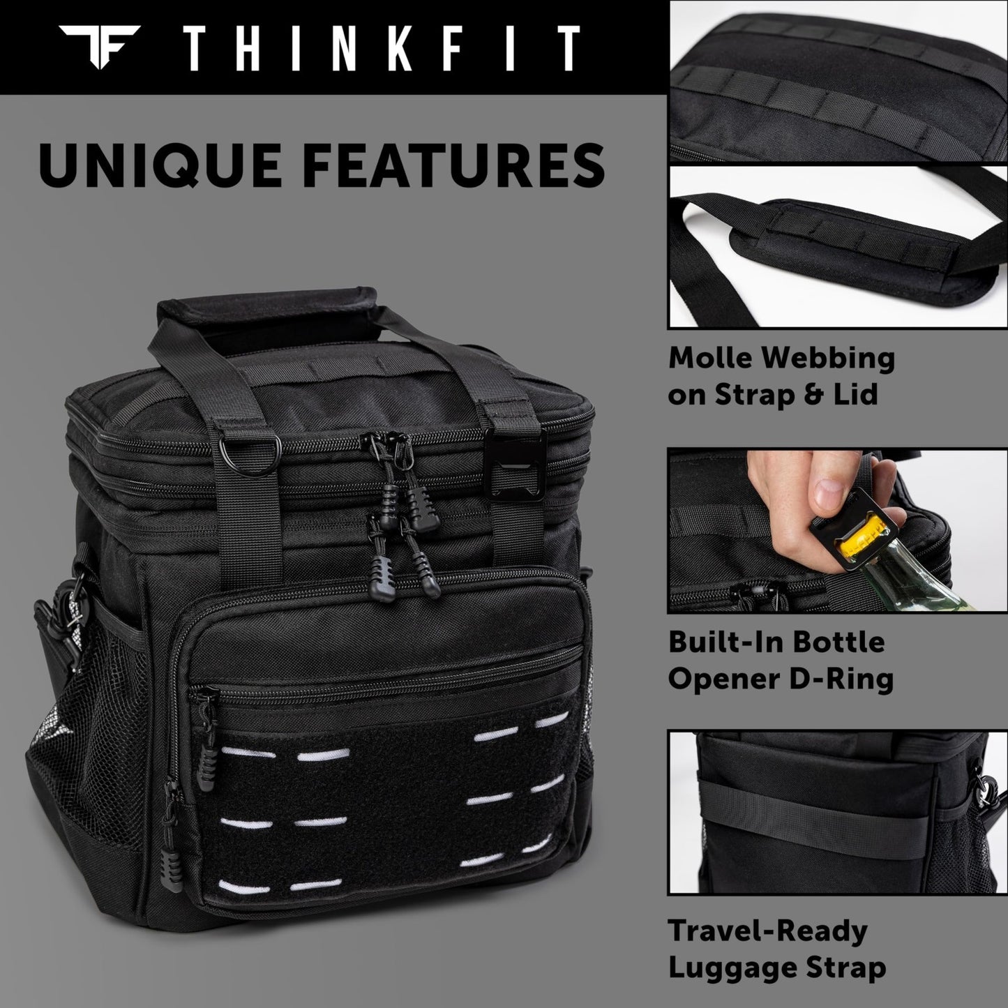 Tactical Insulated Lunch Bag - Heavy Duty Meal Prep Cooler - Large Capacity, Wat4