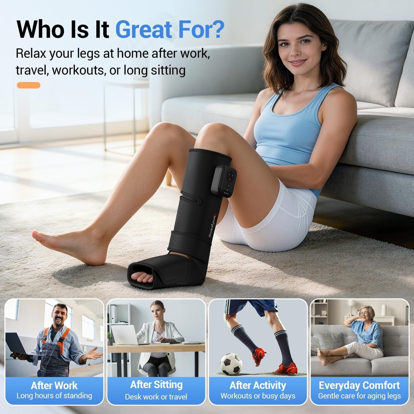 Portable Cordless Leg Massager for Circulation & Pain Relief - Foot & Calf Compr6