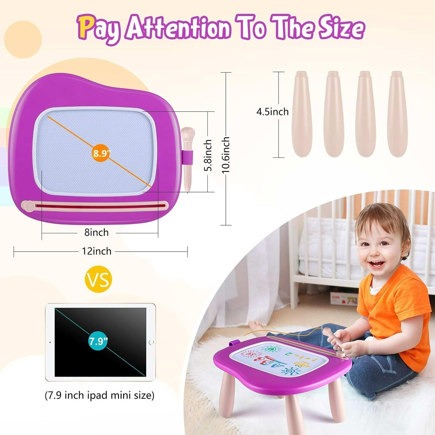 Magnetic Drawing Doodle Board for Toddlers, Educational Toys for 1-3 Year Olds,1