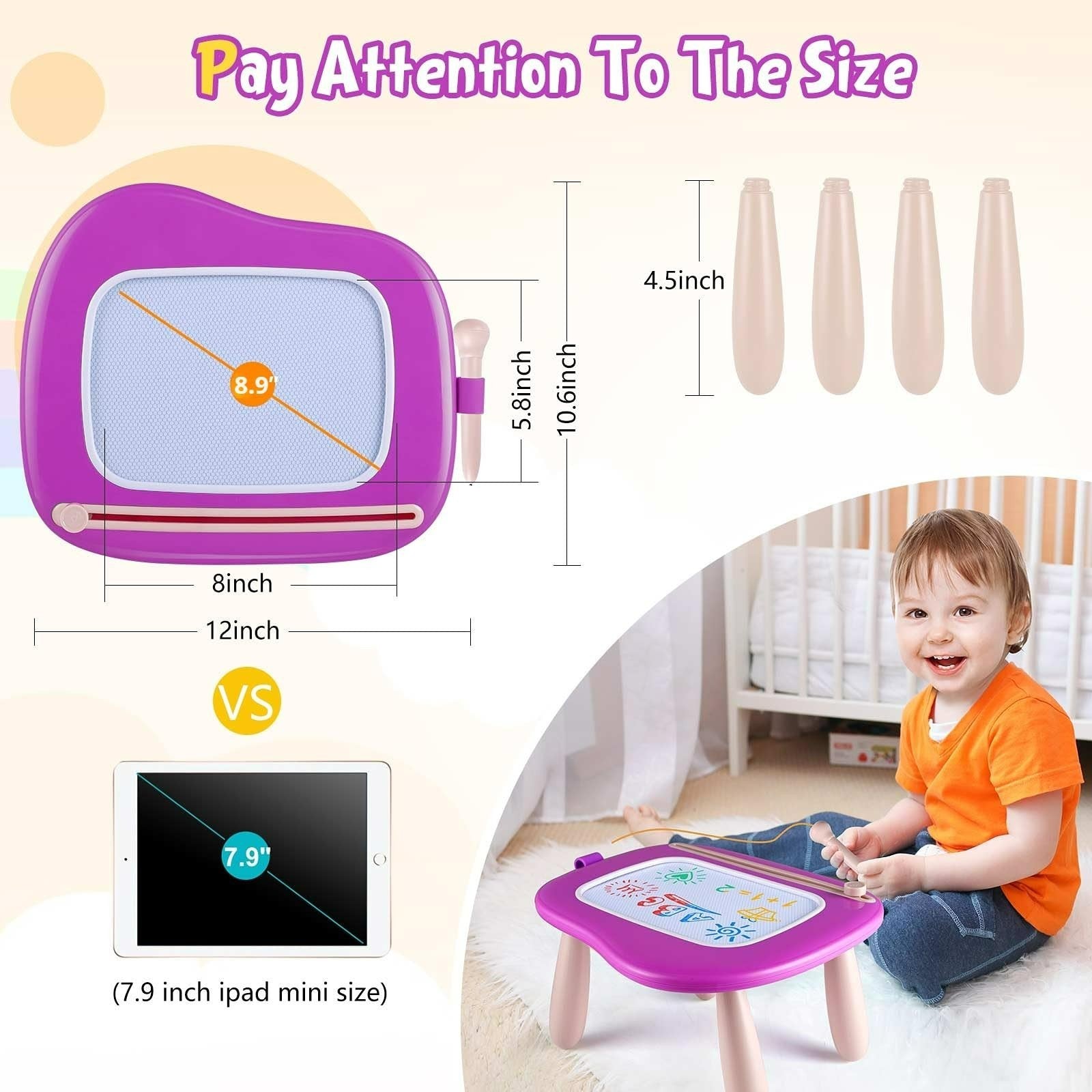 Magnetic Drawing Doodle Board for Toddlers, Educational Toys for 1-3 Year Olds,1