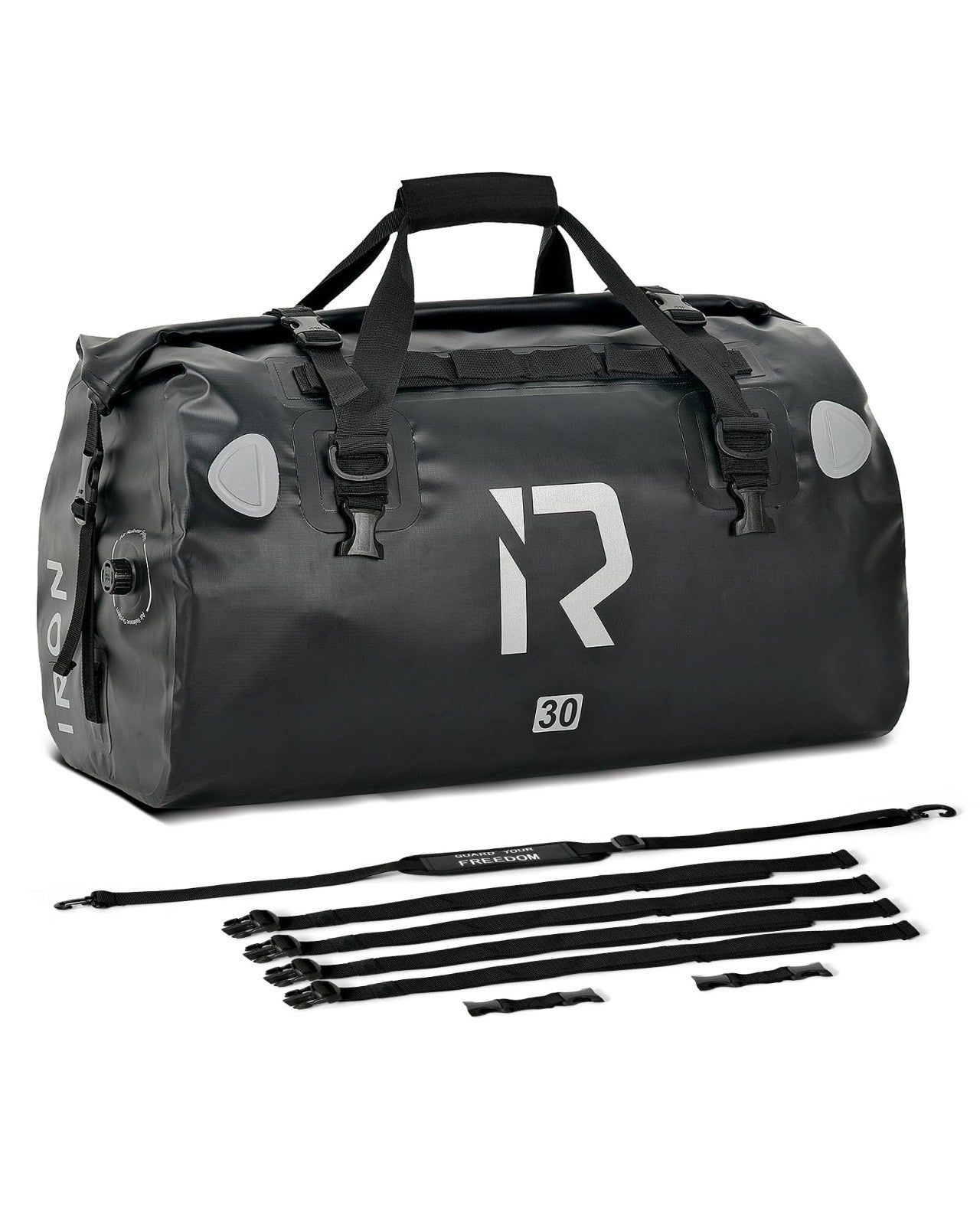 Waterproof Motorcycle Duffle Bag - 30L Tail Bag with Roll Top, Straps & Pockets7