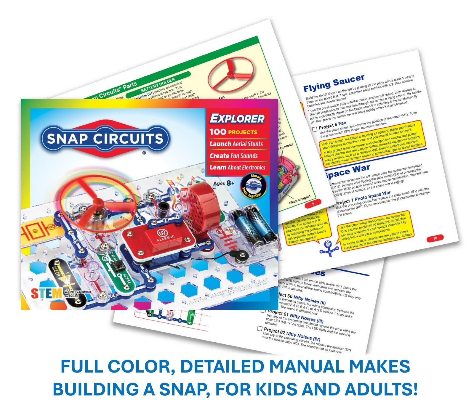 Electronics Exploration Kit for Kids 8+, 100+ Projects, STEM Learning, 28 Parts,6
