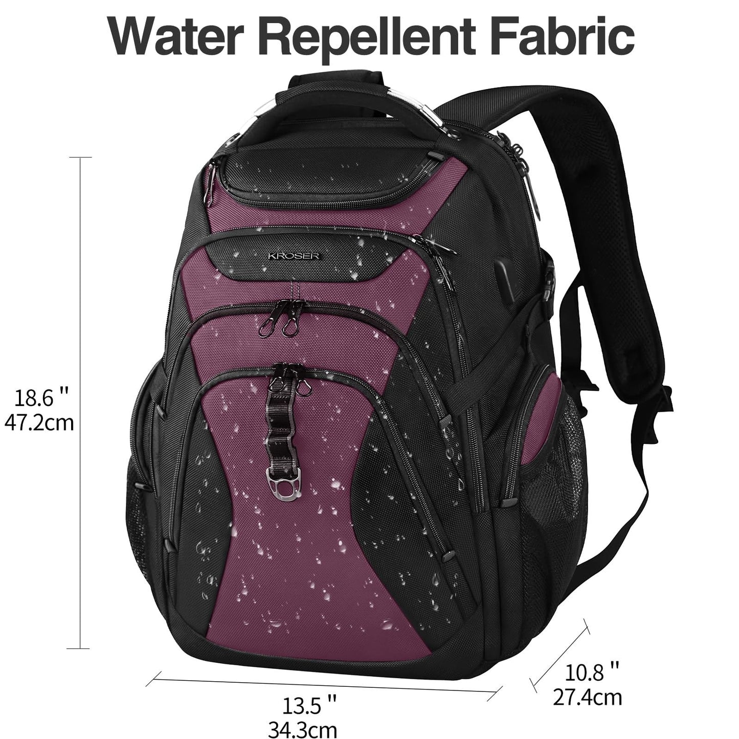 Spacious 17.3 Inch Laptop Backpack for Men   Stylish Black & Burgundy Design2