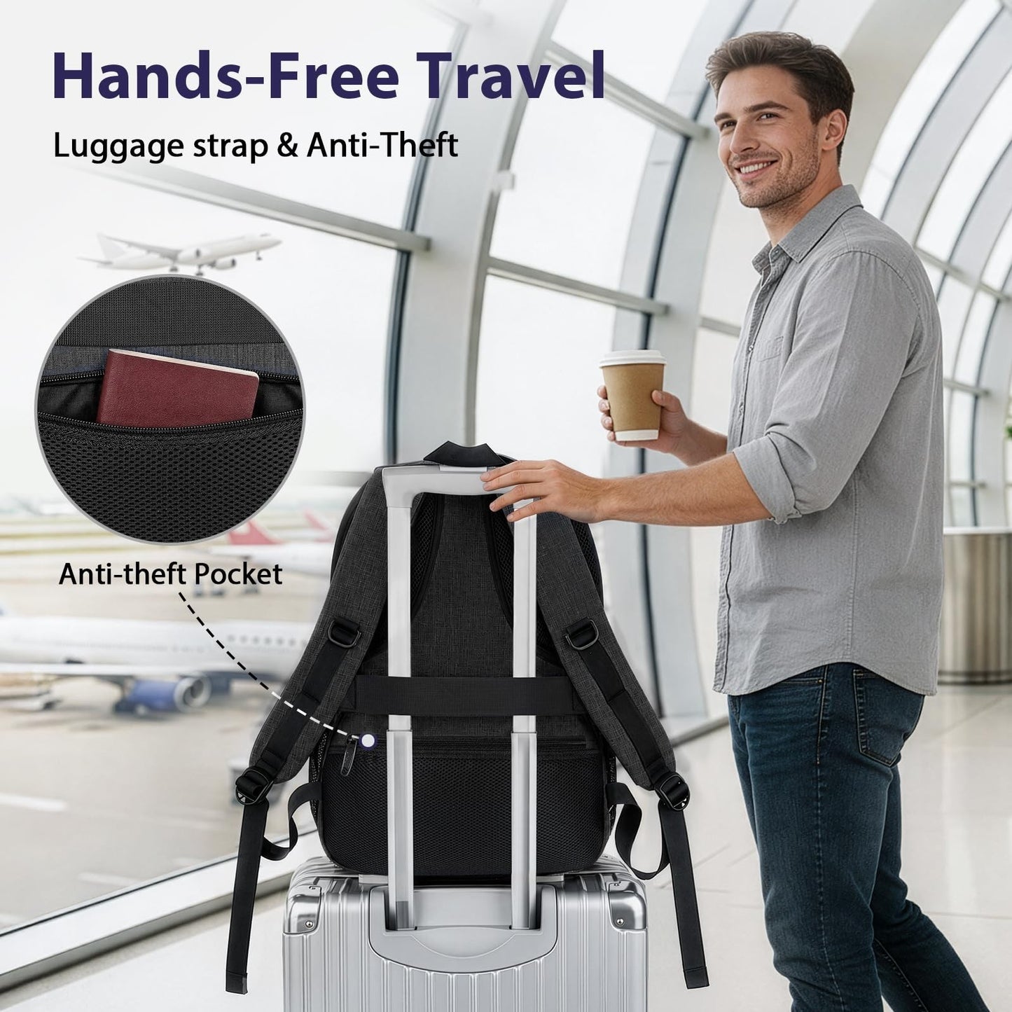 Large Laptop Backpack for Work & College, 17 Inch Computer Bookbag, Travel Bag4