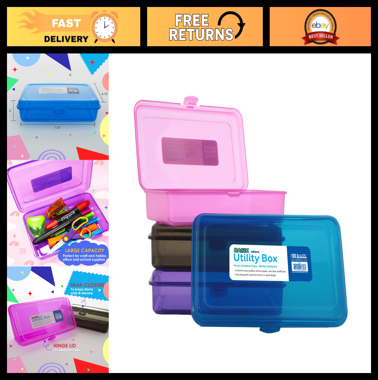 Multipurpose Utility Box Set of 4   Ideal for Desk, Office, School Organization0
