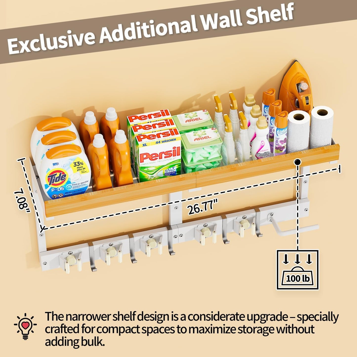 Wall-Mounted Broom and Mop Organizer - Space-Saving Holder for Easy Storage4