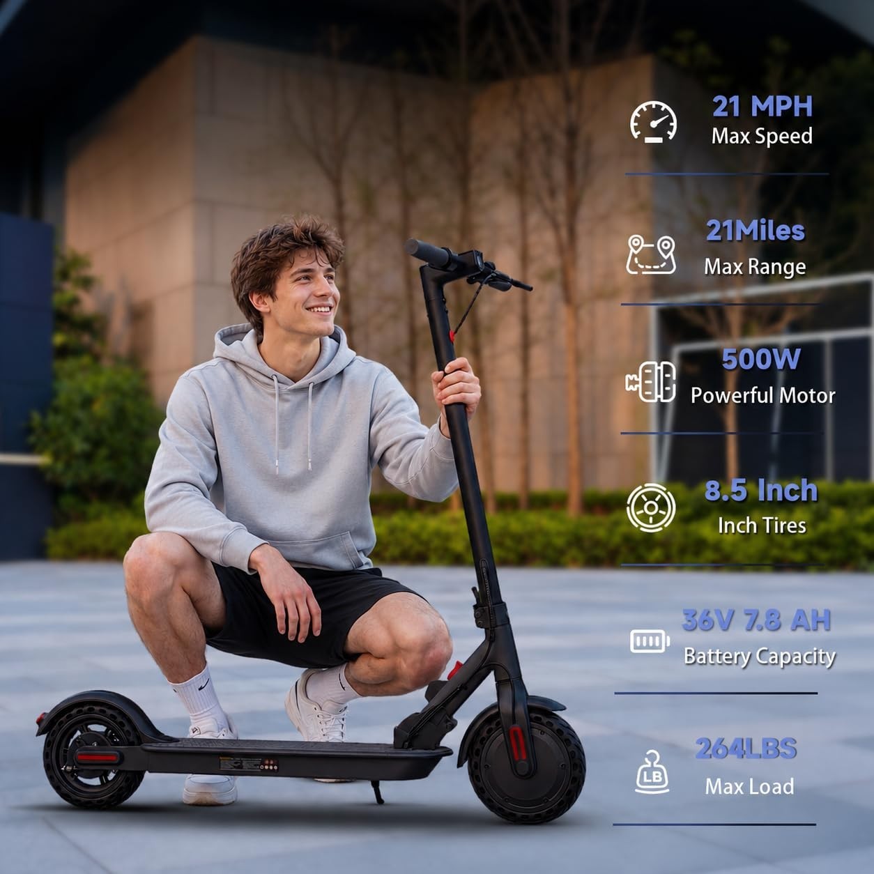 High-Power Electric Scooter for Adults & Teens, 1200W/1000W/500W, 10"/8.5" Tires1