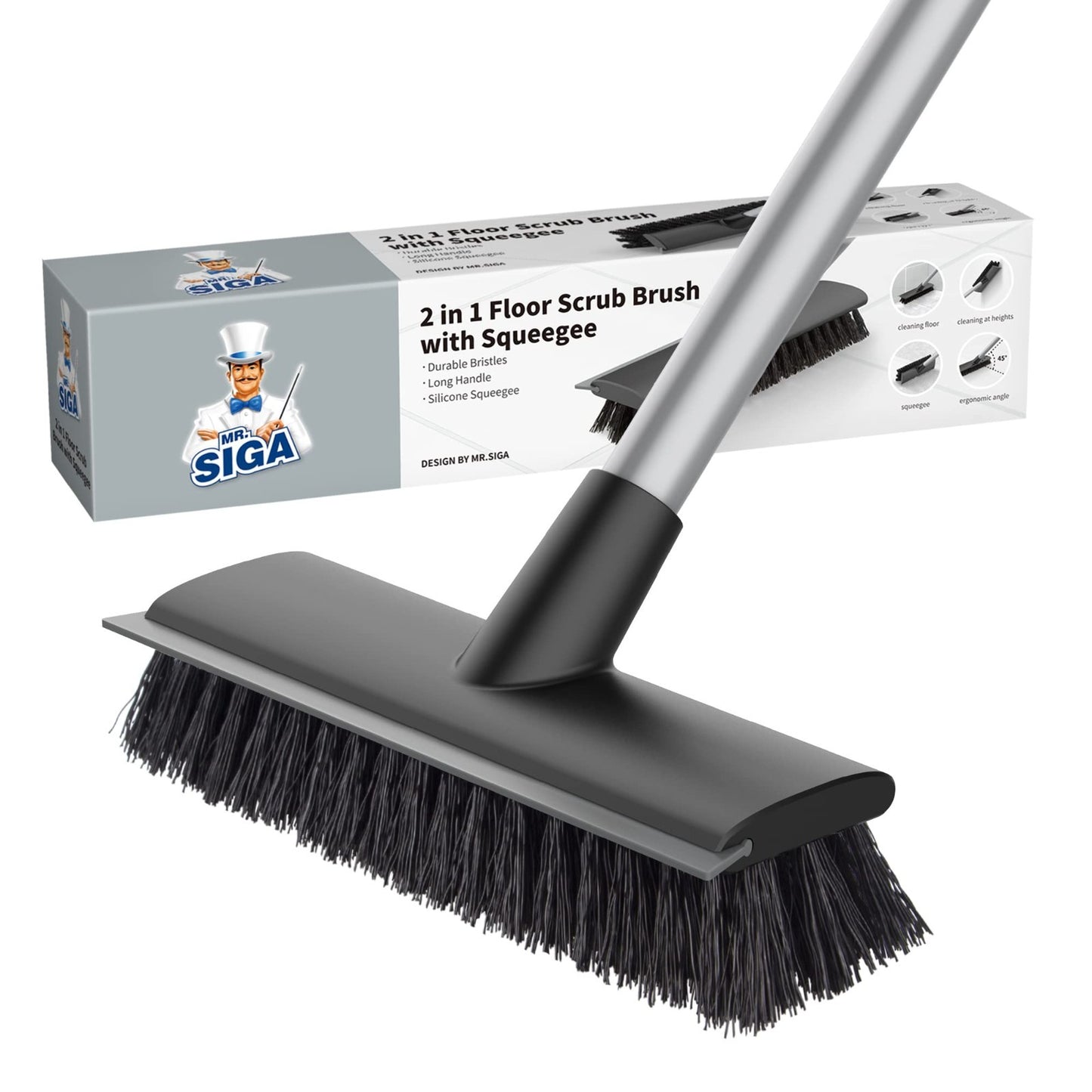 Floor Scrub Brush with Long Handle - Heavy Duty Cleaning Tool for Bathroom & Flo1