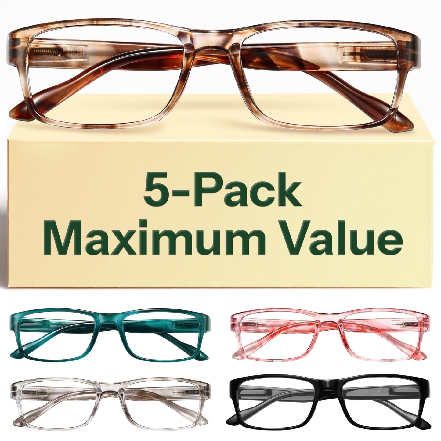 2.5x Professional Reading Glasses - All-Day Comfort, Blue Light Protection, FSA-1