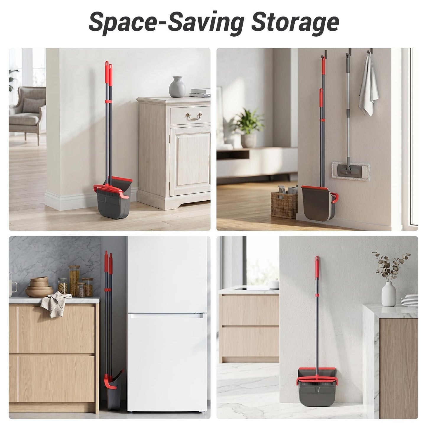 Pet Hair & Dust Cleanup Broom & Dustpan Set - Long Handle, Self-Cleaning, Indoor4