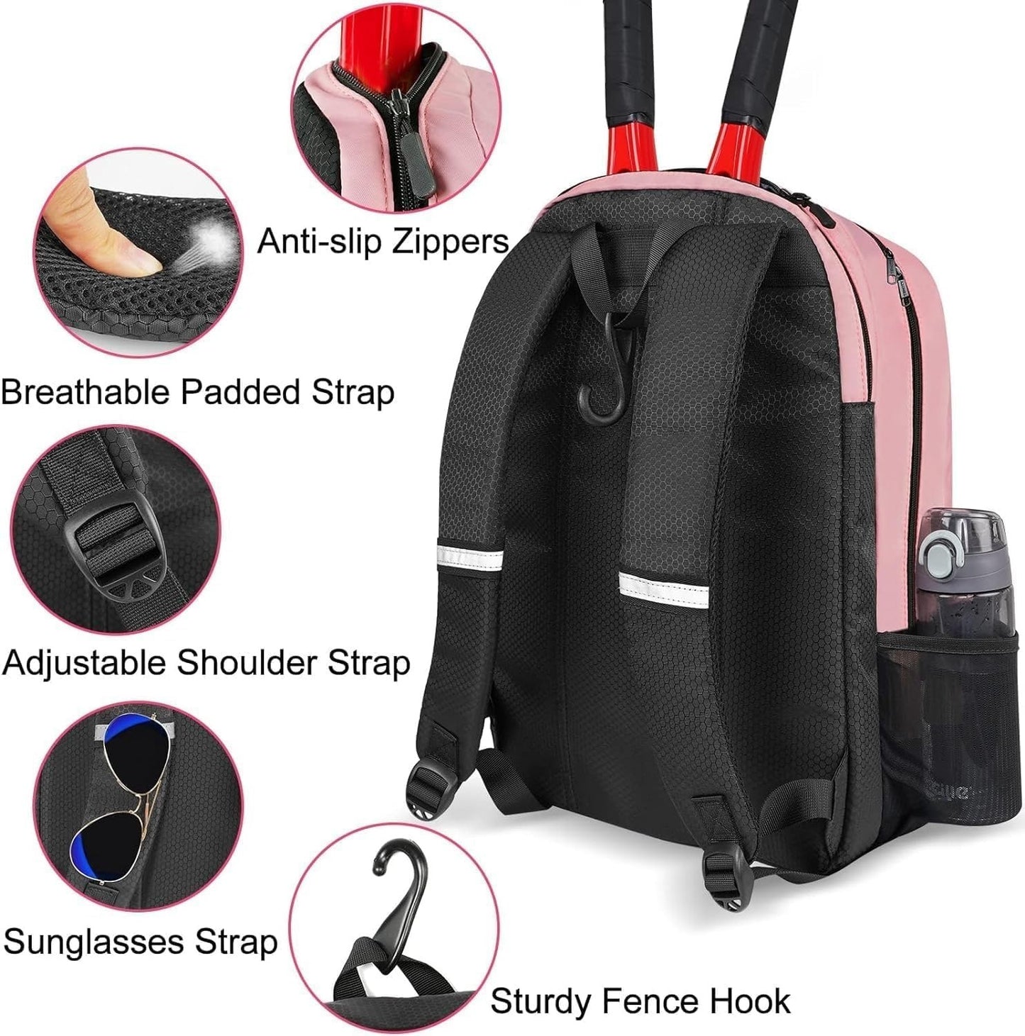 Insulated Tennis Backpack for 2 Rackets, Ventilated Shoe Compartment, Unisex4