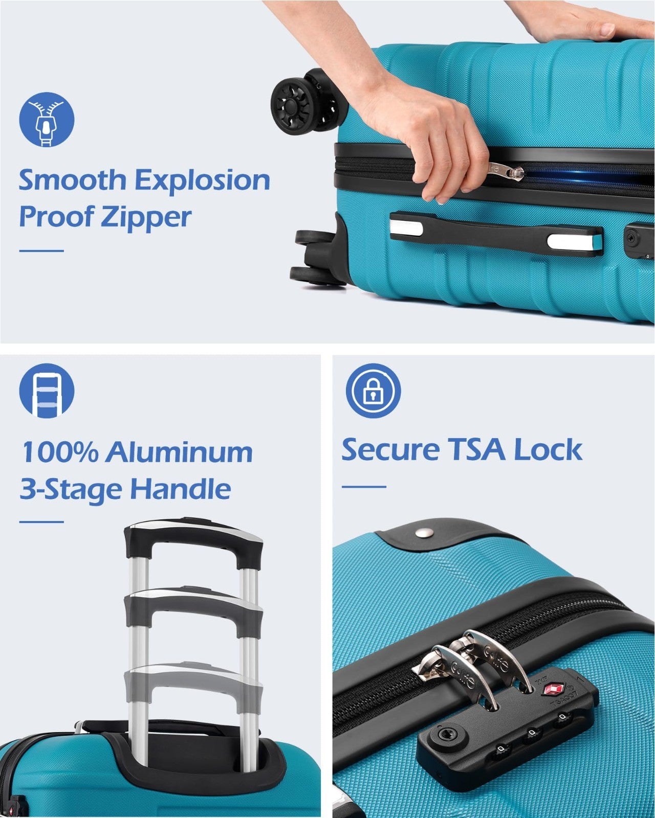 28" Hardside ABS Luggage with TSA Lock, 360° Spinner Wheels, Expandable, Scratch4