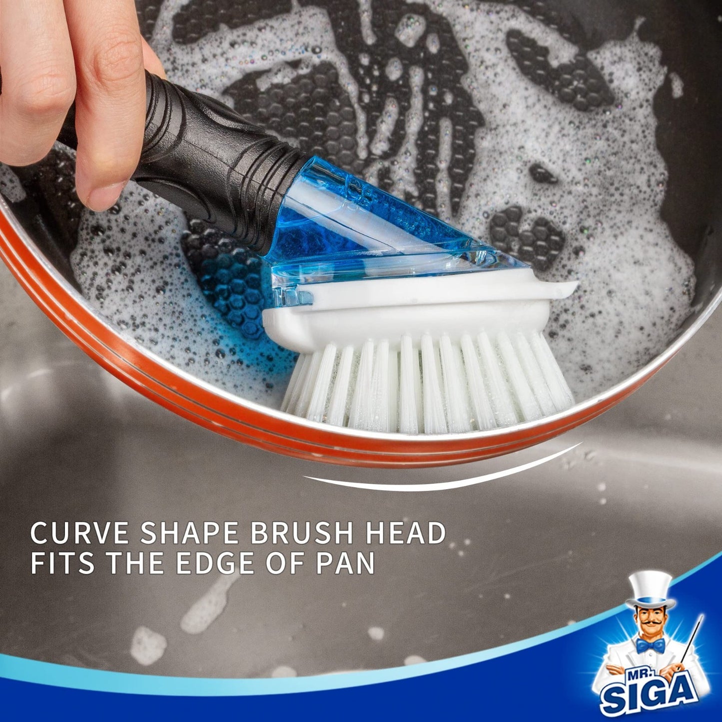Soap Dispensing Dish Brush for Kitchen Cleaning | Pot & Pan Scrubber with Scrape5