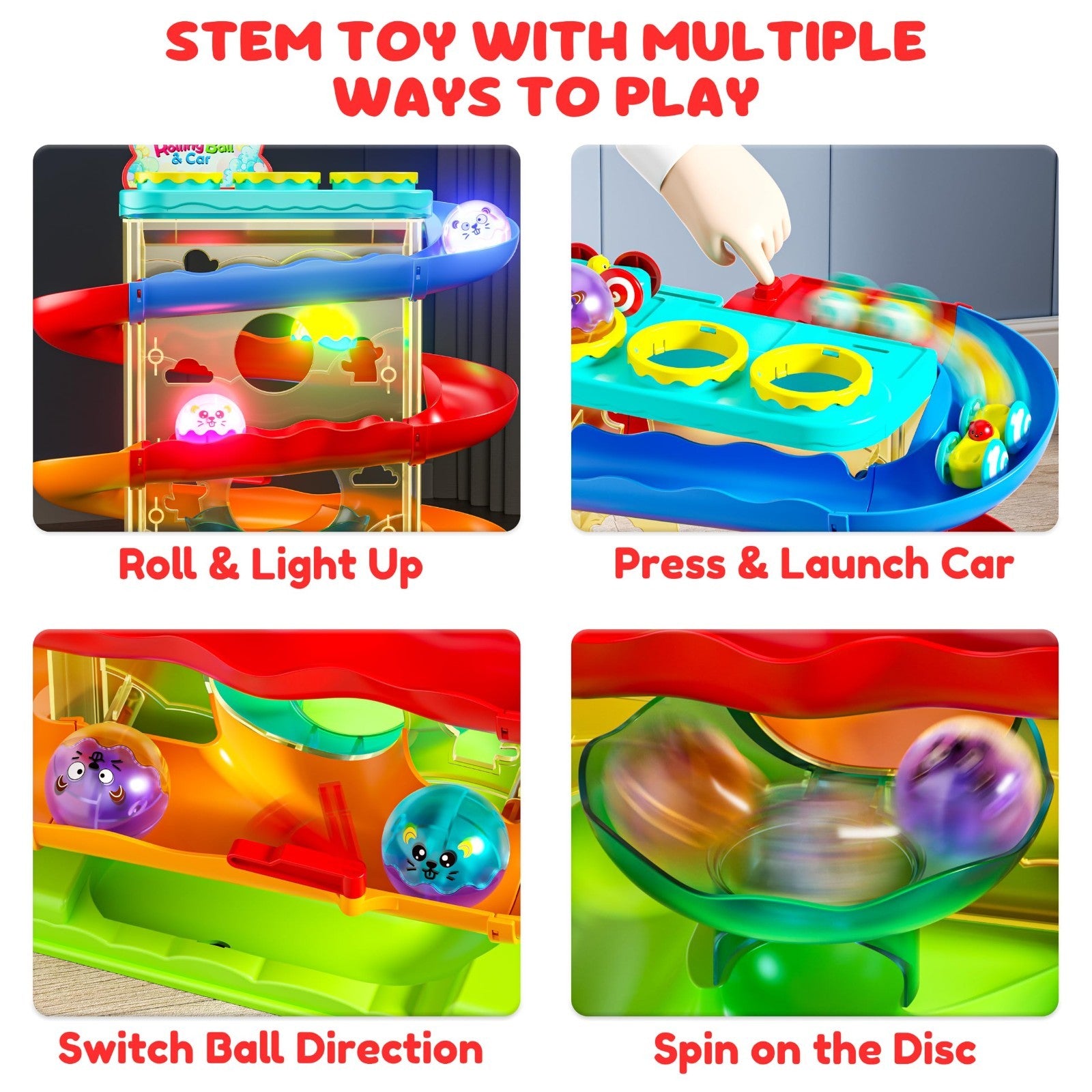 2 in 1 Ball Drop & Car Ramp Race Track Toy for Toddlers 1 5 | STEM Learning, Sen4