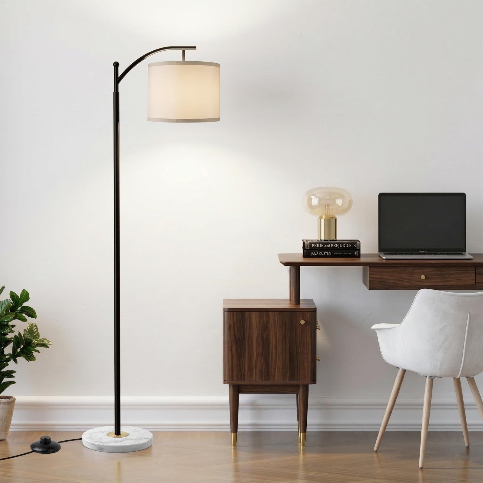 Modern Floor Lamp with Marble Base, Adjustable Linen Shade & 3 Color Temperature7