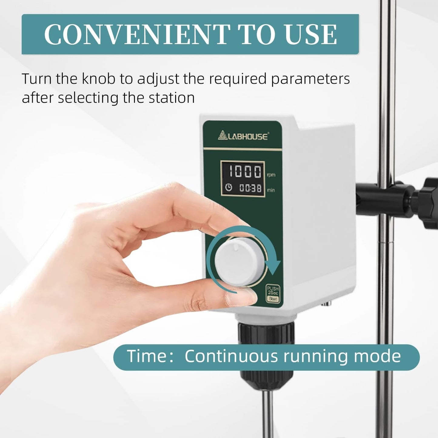 High Viscosity Overhead Stirrer 20L, 100-1500RPM, Digital Timer, Lab Mixer, Padd8