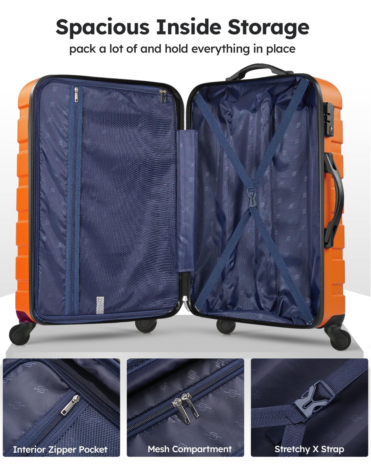 2-Piece Hard Shell Luggage Set with Spinner Wheels, 20" Carry-On & 28" Suitcase,4