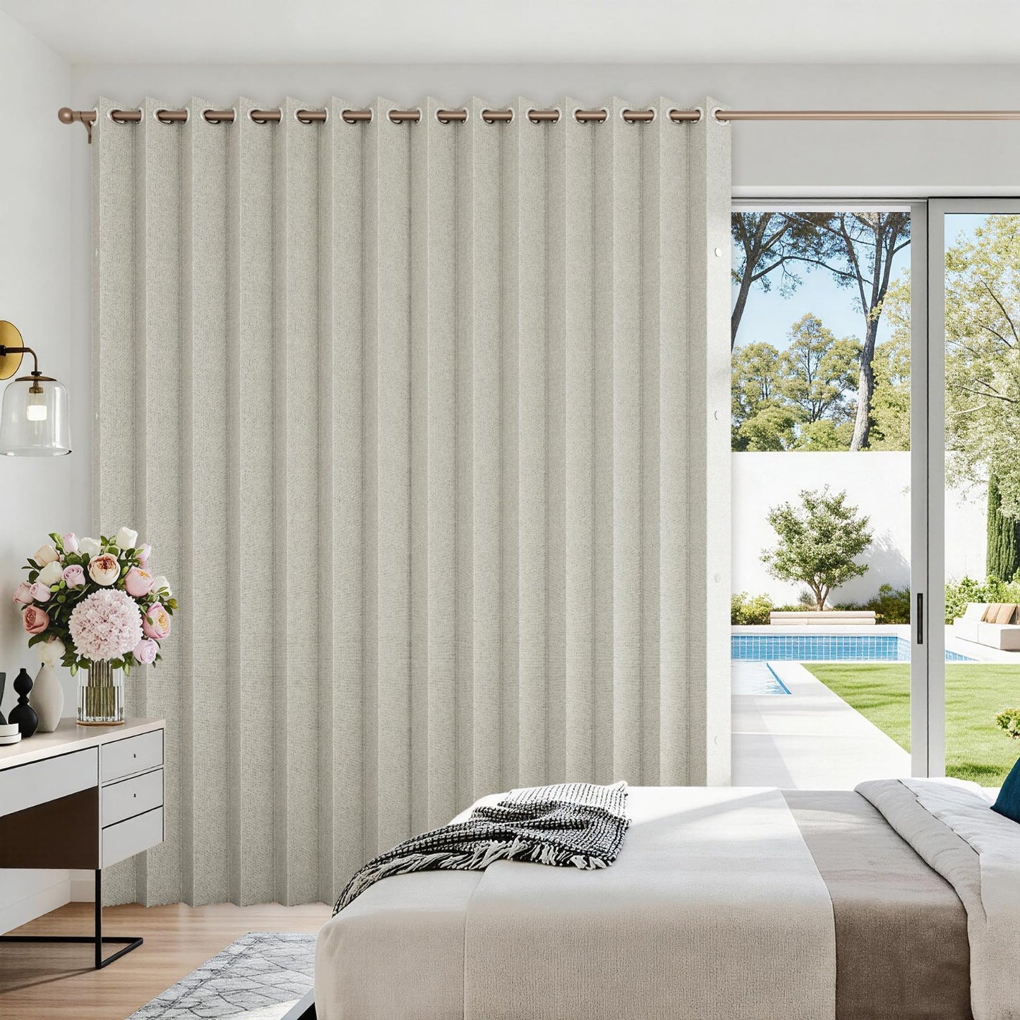 Accordion Door Curtains for Doorways, Fabric Privacy Panel, 1 Panel W100 x L84,1