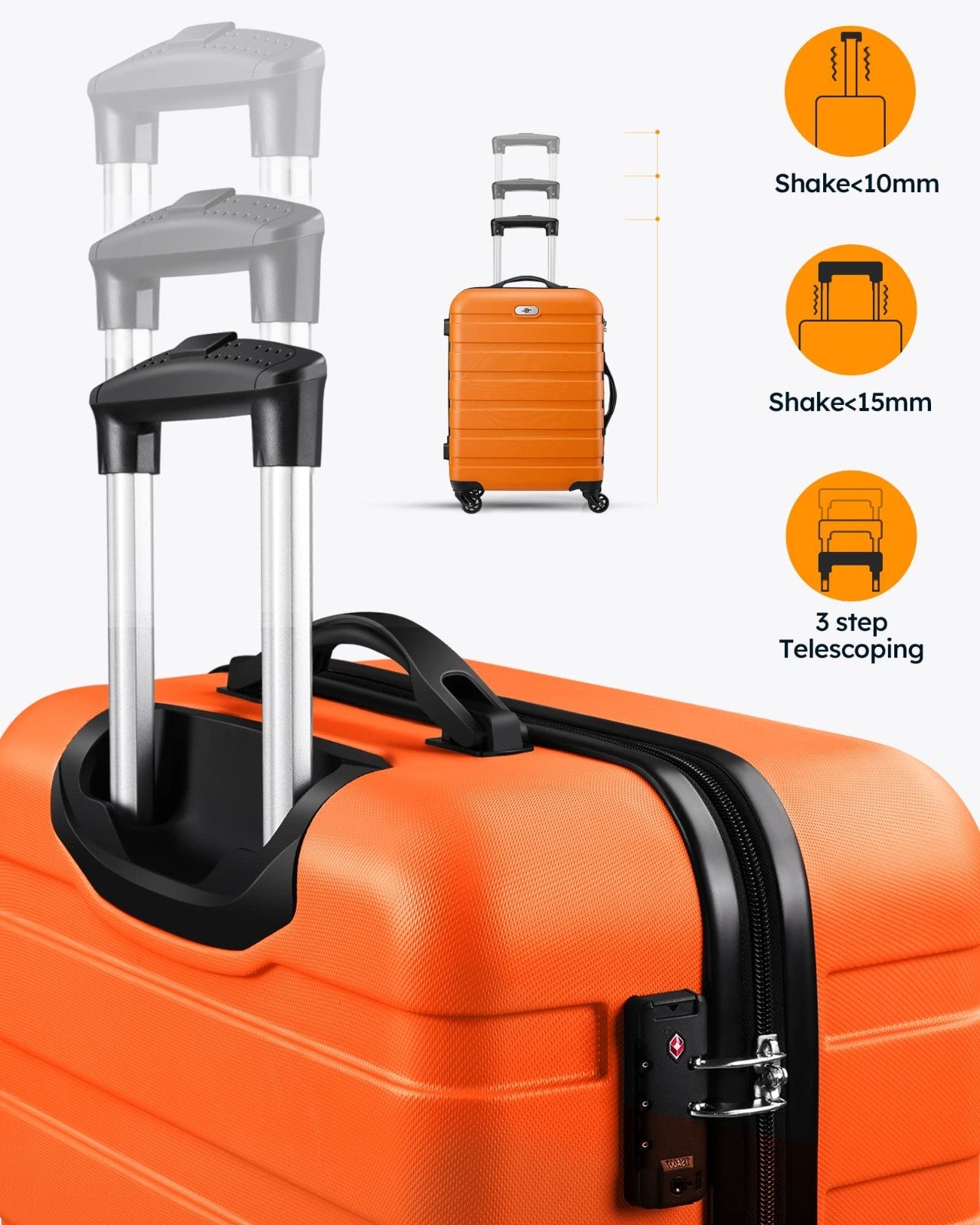 3 Piece Hard Shell Luggage Set with Spinner Wheels & TSA Lock - 20/24/28 Inch, O5