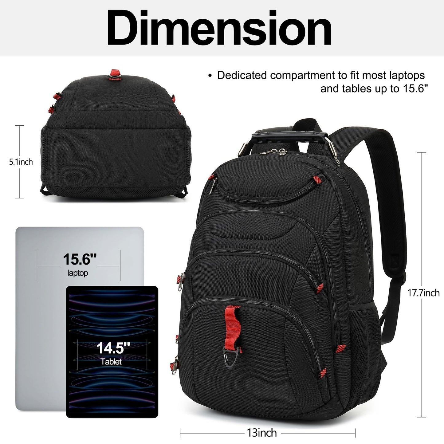 Waterproof 15.6" Laptop Backpack with USB Port, Anti Theft Travel Bag for Work &2