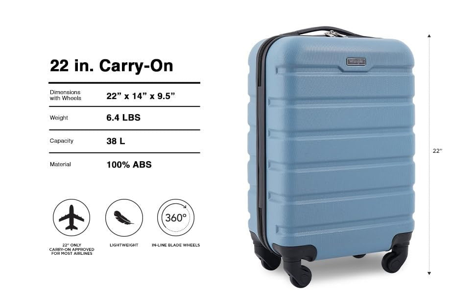 20-Inch Hardside Spinner Luggage - Lightweight Carry-On, Blue Color, Travel Bag2