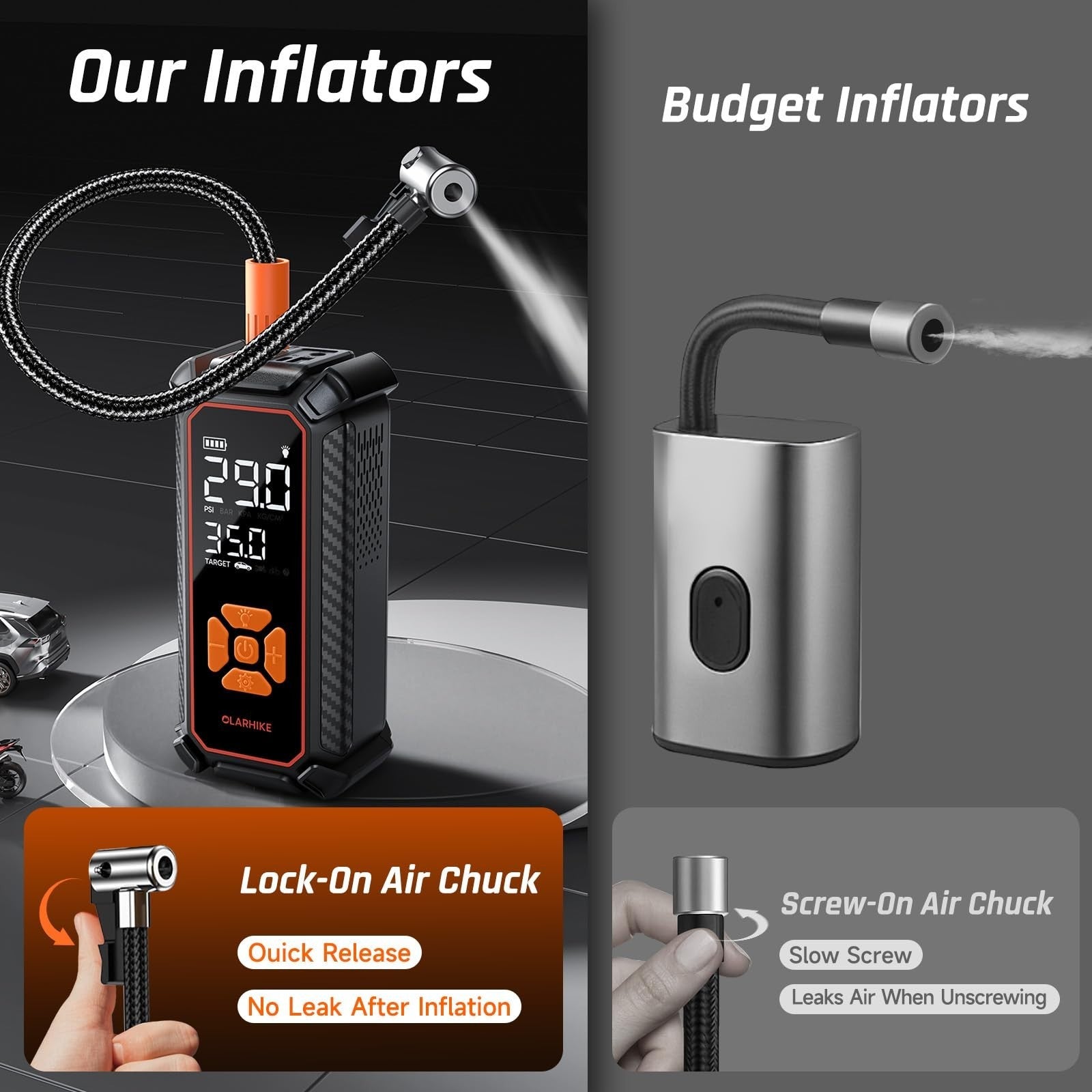 Portable Tire Inflator Air Compressor   6000mAh & 12V DC, Cordless Pump for Cars17