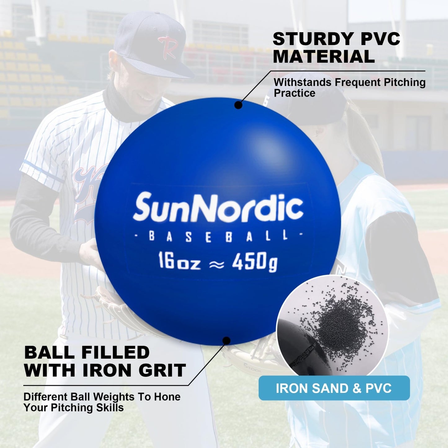 6 Pack Weighted Baseball Set with Resistance Band | 3.5-53oz Plyometric Balls, P3