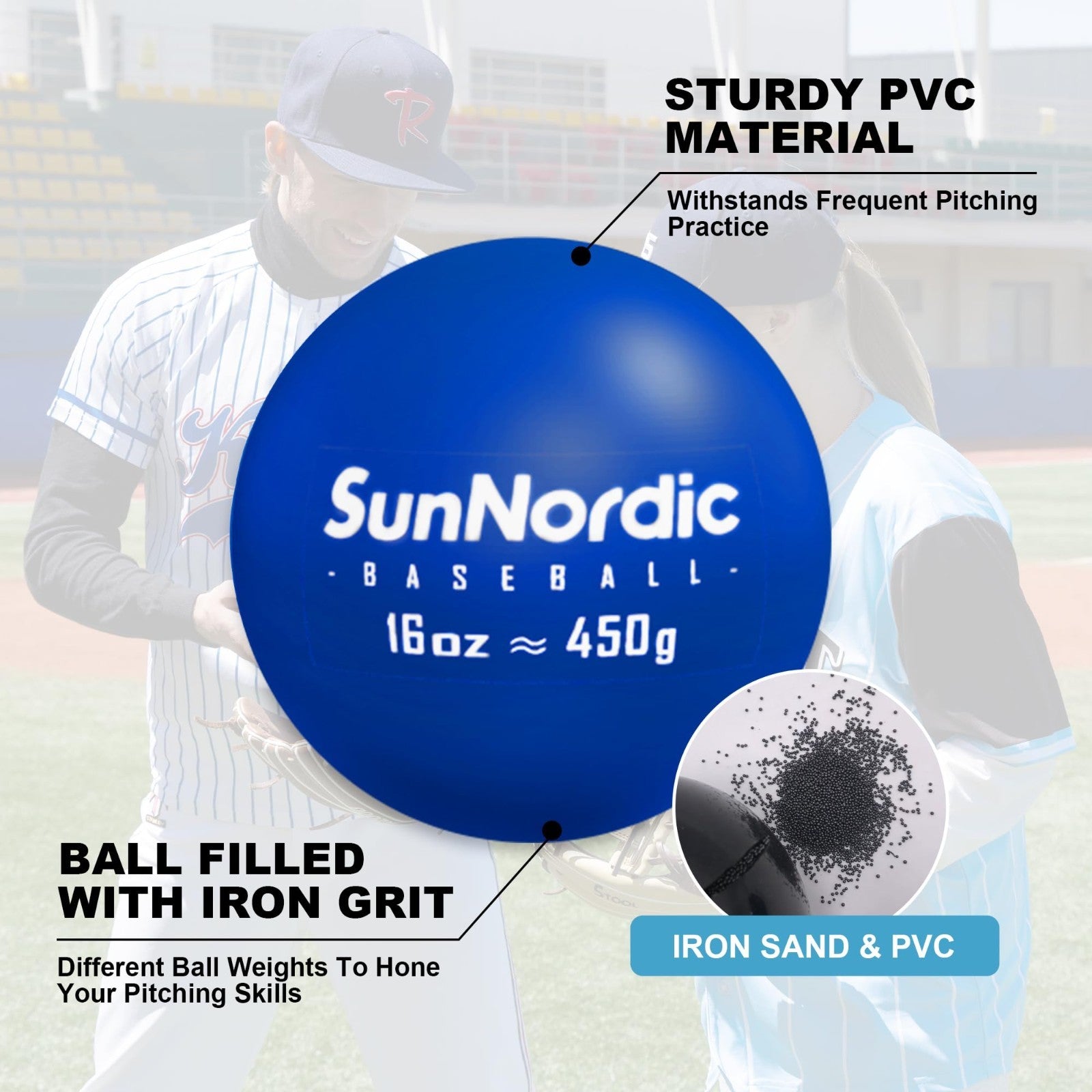 6 Pack Weighted Baseball Set with Resistance Band | 3.5-53oz Plyometric Balls, P3