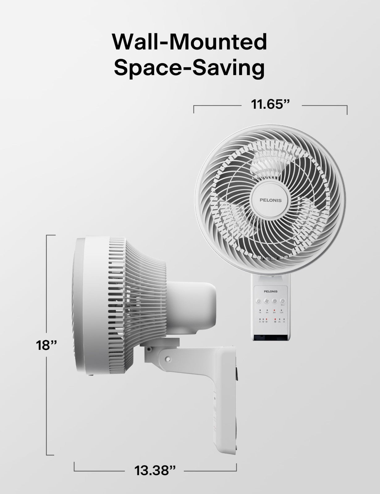 14" Wall Mount Fan with Remote Control, Oscillating, 3 Speeds, 90° Tilt, Quiet 32